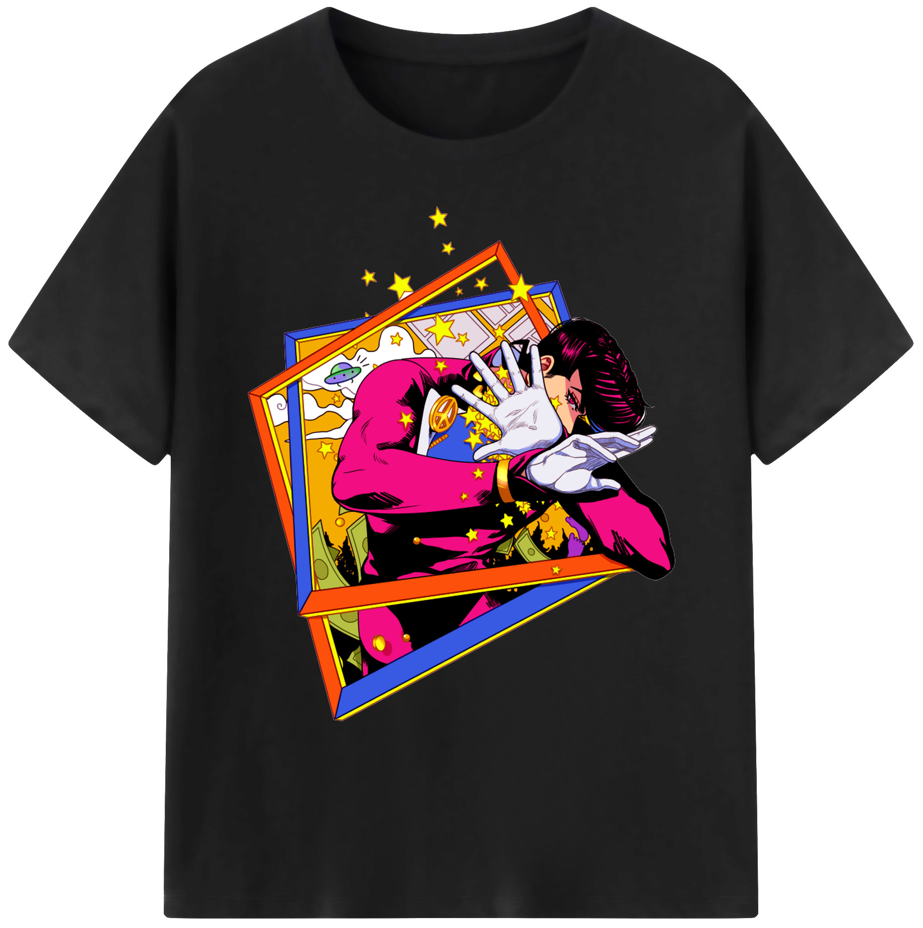 （画像用） ジョジョの奇妙な冒険 ひがしかた じょうすけ JoJo's Bizarre Adventure Higashikata Josuke 綿100％ メンズ半袖Tシャツ｜肌触りやわらか＆通気性
