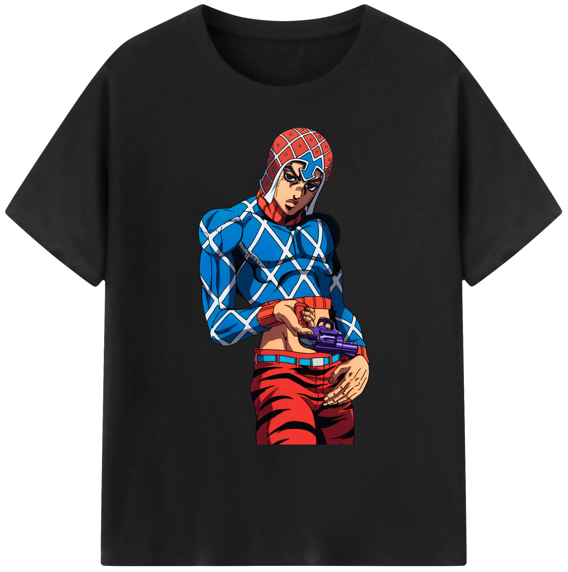 （画像用） ジョジョの奇妙な冒険 グイード?ミスタ JoJo's Bizarre Adventure Guido Mista 綿100％ メンズ半袖Tシャツ｜肌触りやわらか＆通気性