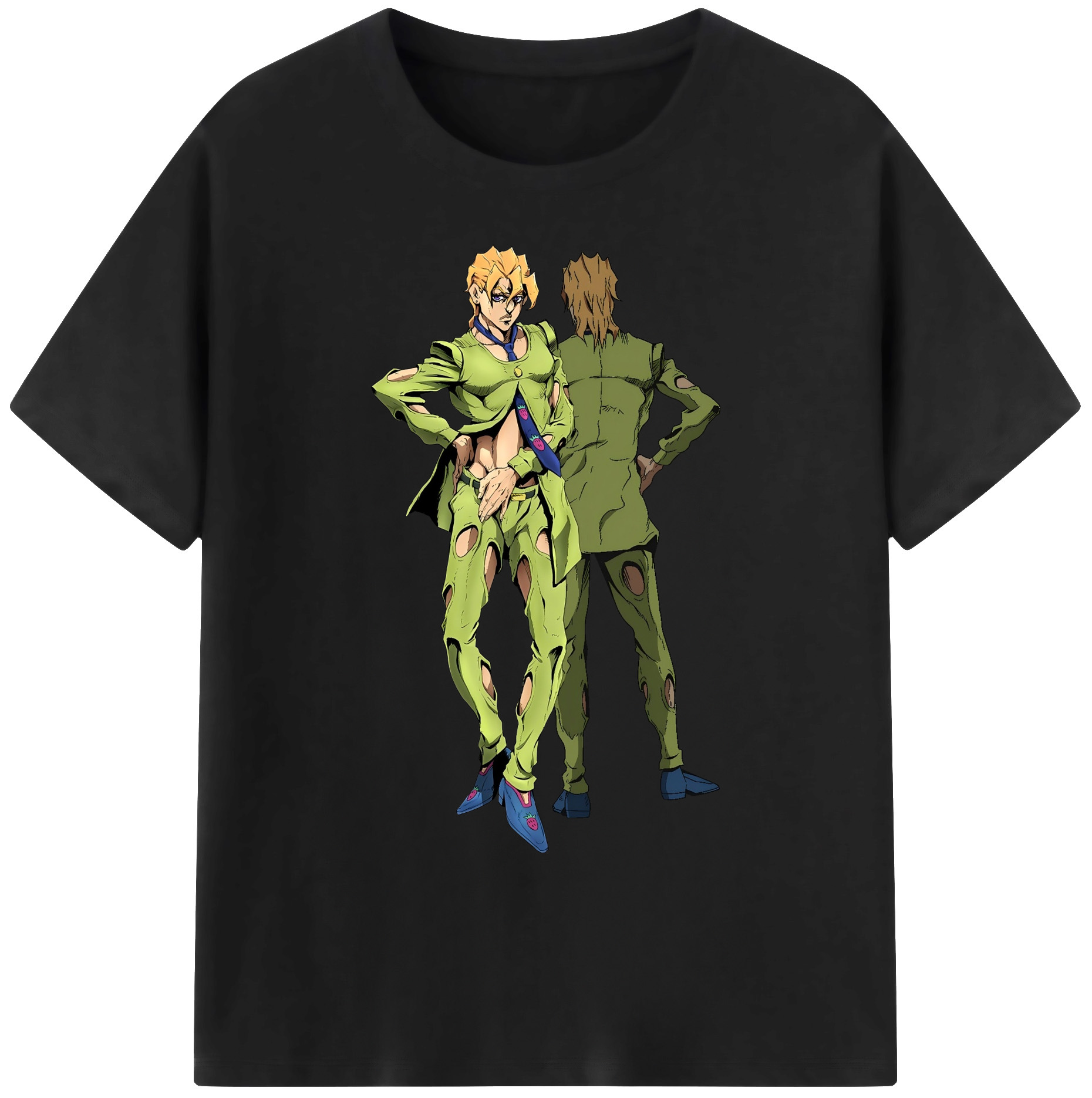 （画像用） ジョジョの奇妙な冒険 パンナコッタ?フー JoJo's Bizarre Adventure Pannacotta Fugo 綿100％ メンズ半袖Tシャツ｜肌触りやわらか＆通気性