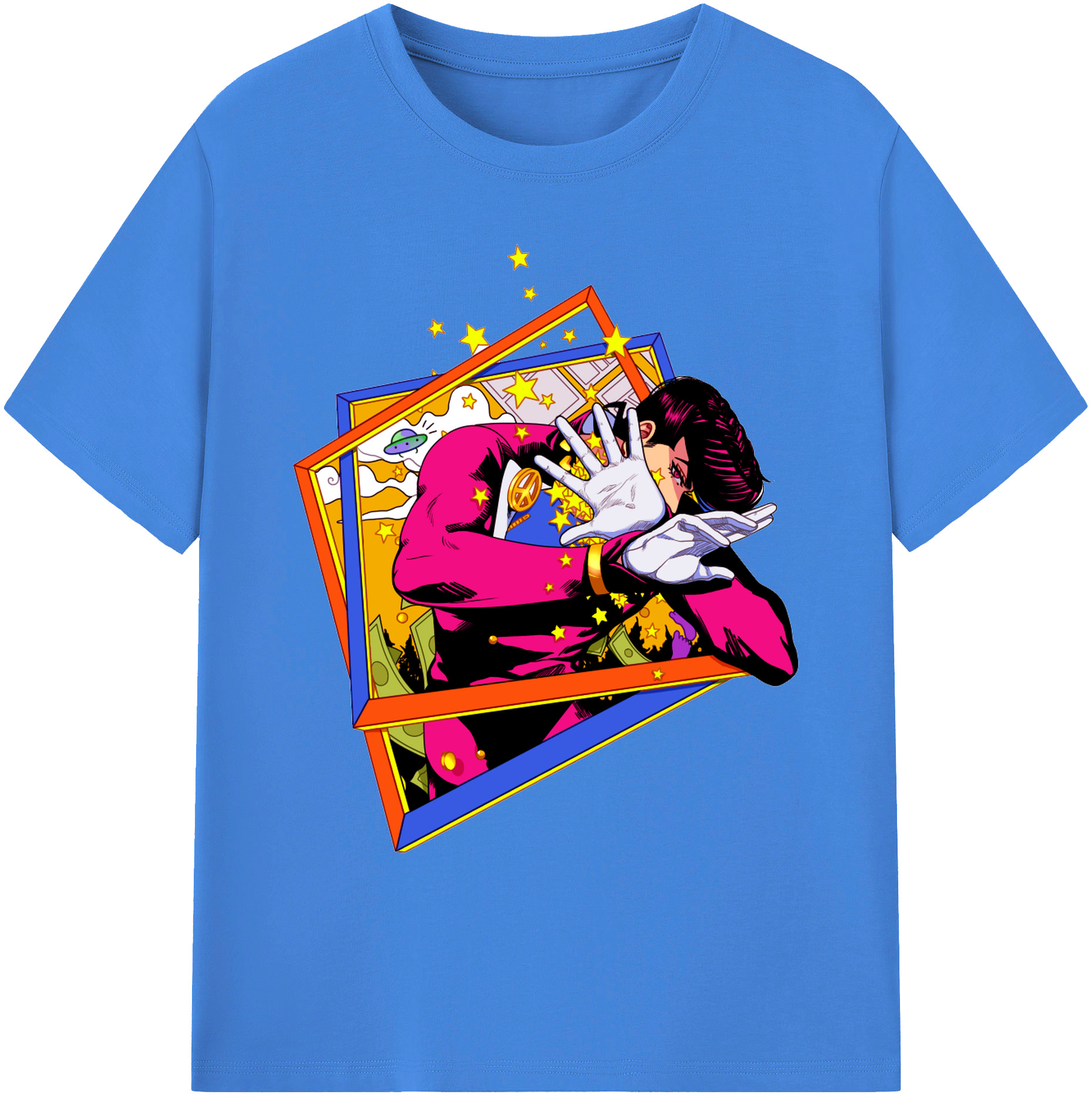 （画像用） ジョジョの奇妙な冒険 ひがしかた じょうすけ JoJo's Bizarre Adventure Higashikata Josuke 綿100％ メンズ半袖Tシャツ｜肌触りやわらか＆通気性