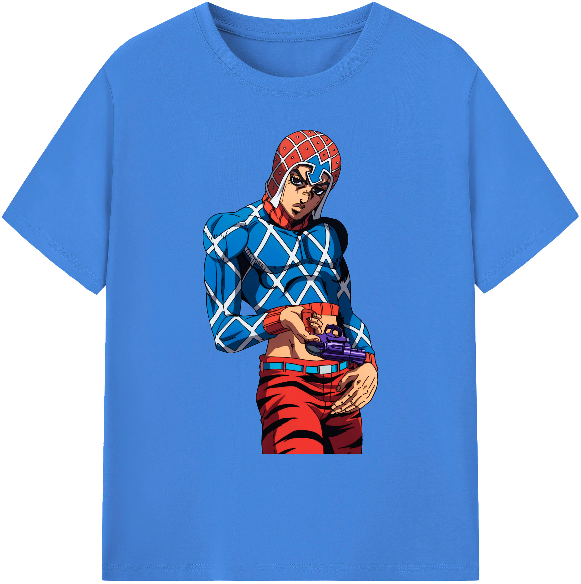 （画像用） ジョジョの奇妙な冒険 グイード?ミスタ JoJo's Bizarre Adventure Guido Mista 綿100％ メンズ半袖Tシャツ｜肌触りやわらか＆通気性