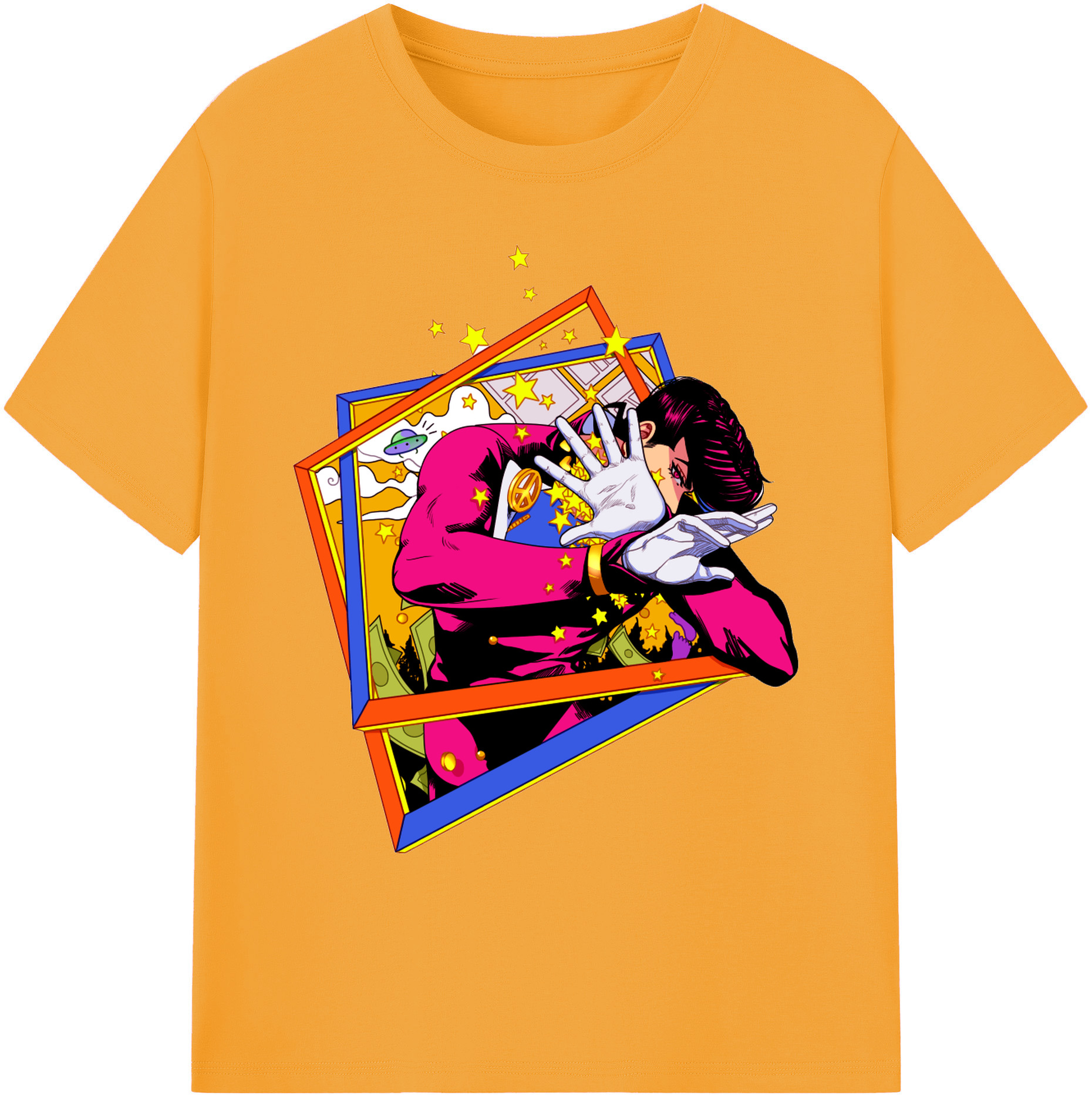 （画像用） ジョジョの奇妙な冒険 ひがしかた じょうすけ JoJo's Bizarre Adventure Higashikata Josuke 綿100％ メンズ半袖Tシャツ｜肌触りやわらか＆通気性