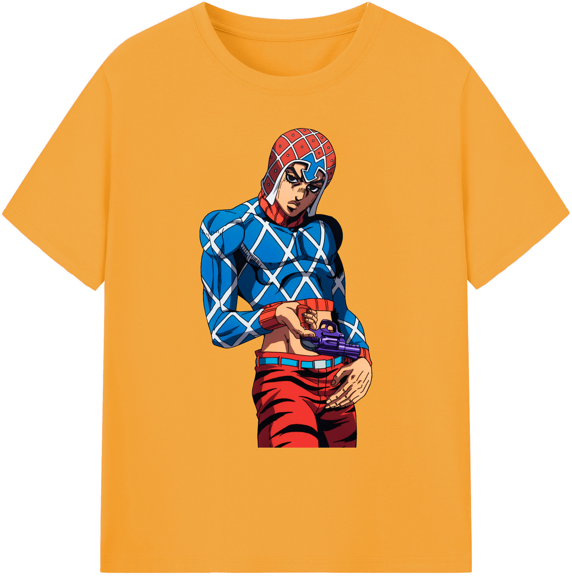 （画像用） ジョジョの奇妙な冒険 グイード?ミスタ JoJo's Bizarre Adventure Guido Mista 綿100％ メンズ半袖Tシャツ｜肌触りやわらか＆通気性