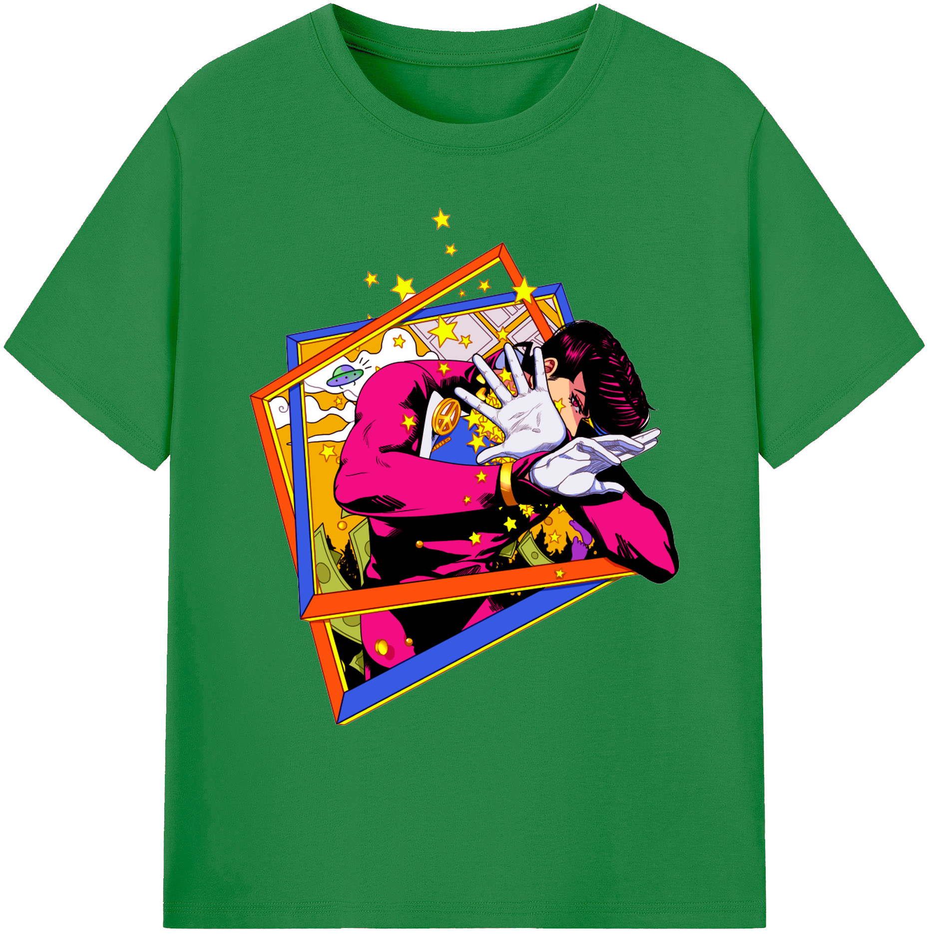 （画像用） ジョジョの奇妙な冒険 ひがしかた じょうすけ JoJo's Bizarre Adventure Higashikata Josuke 綿100％ メンズ半袖Tシャツ｜肌触りやわらか＆通気性