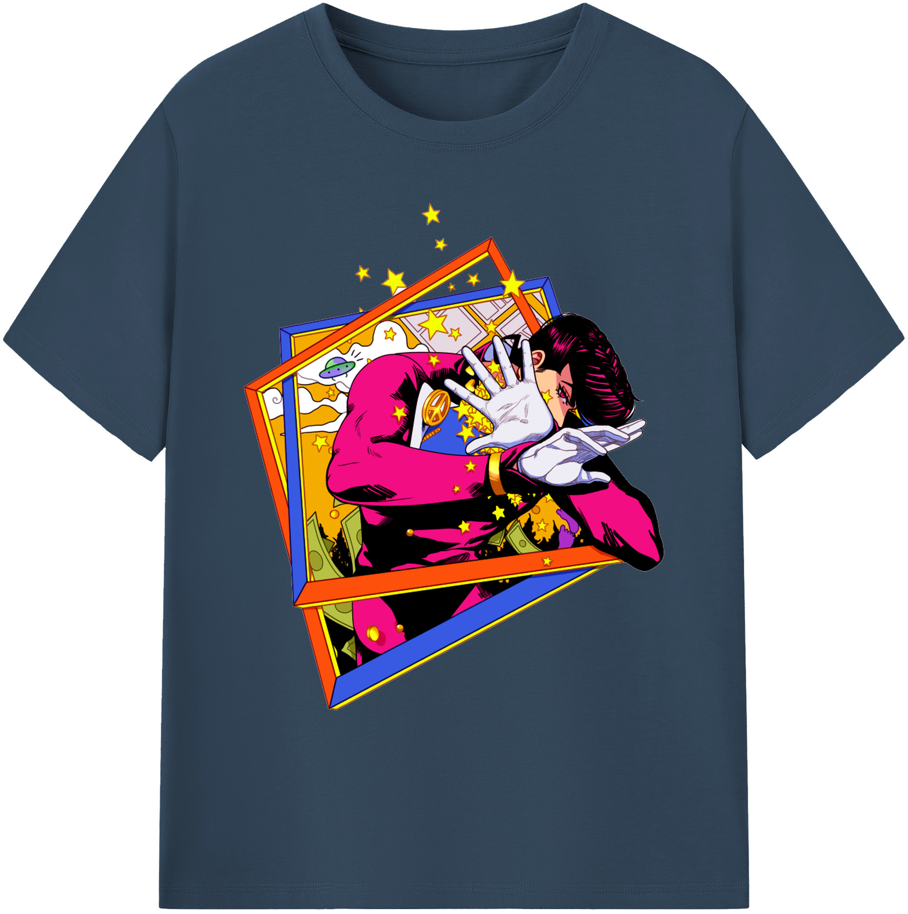 （画像用） ジョジョの奇妙な冒険 ひがしかた じょうすけ JoJo's Bizarre Adventure Higashikata Josuke 綿100％ メンズ半袖Tシャツ｜肌触りやわらか＆通気性