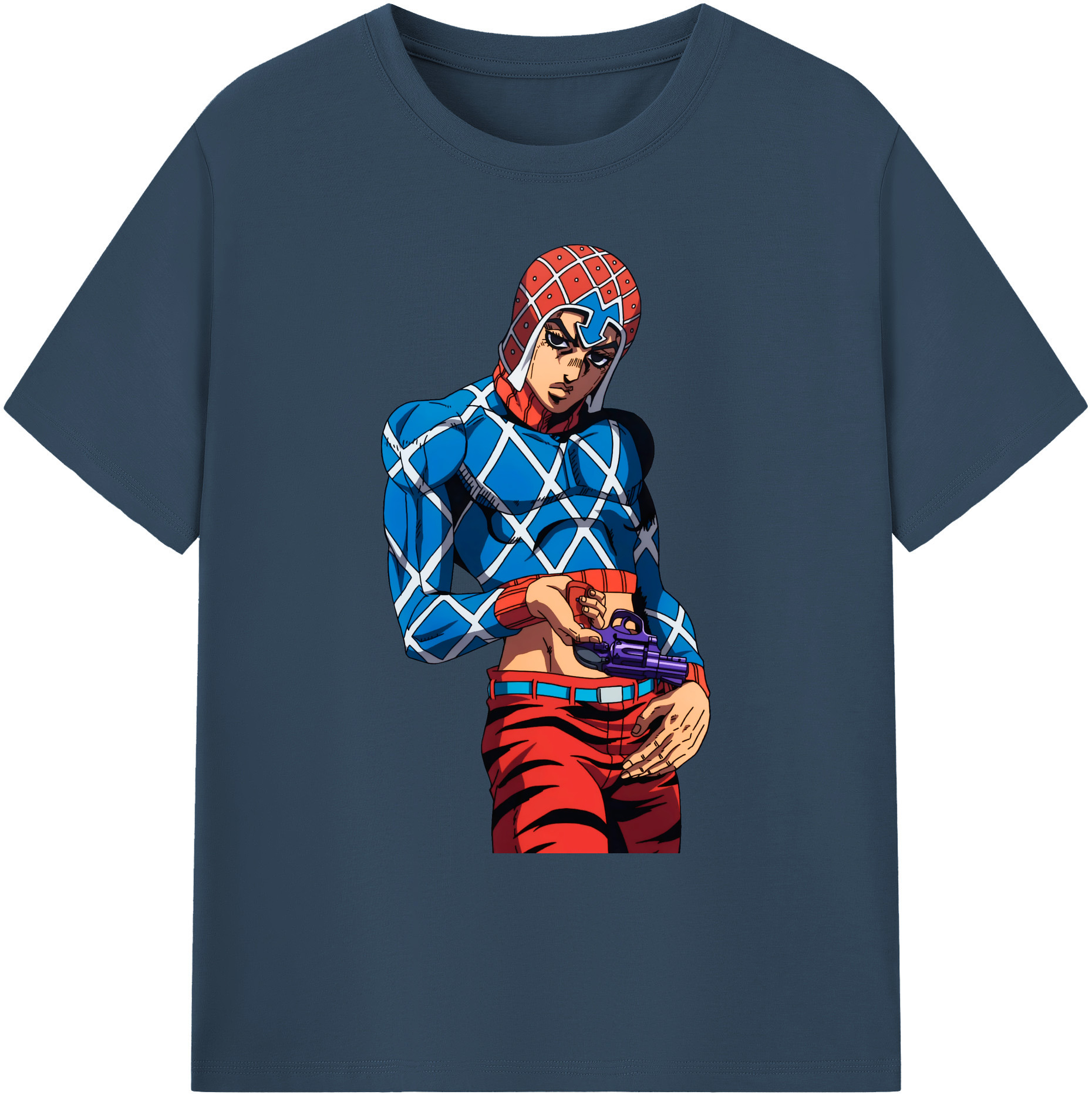 （画像用） ジョジョの奇妙な冒険 グイード?ミスタ JoJo's Bizarre Adventure Guido Mista 綿100％ メンズ半袖Tシャツ｜肌触りやわらか＆通気性