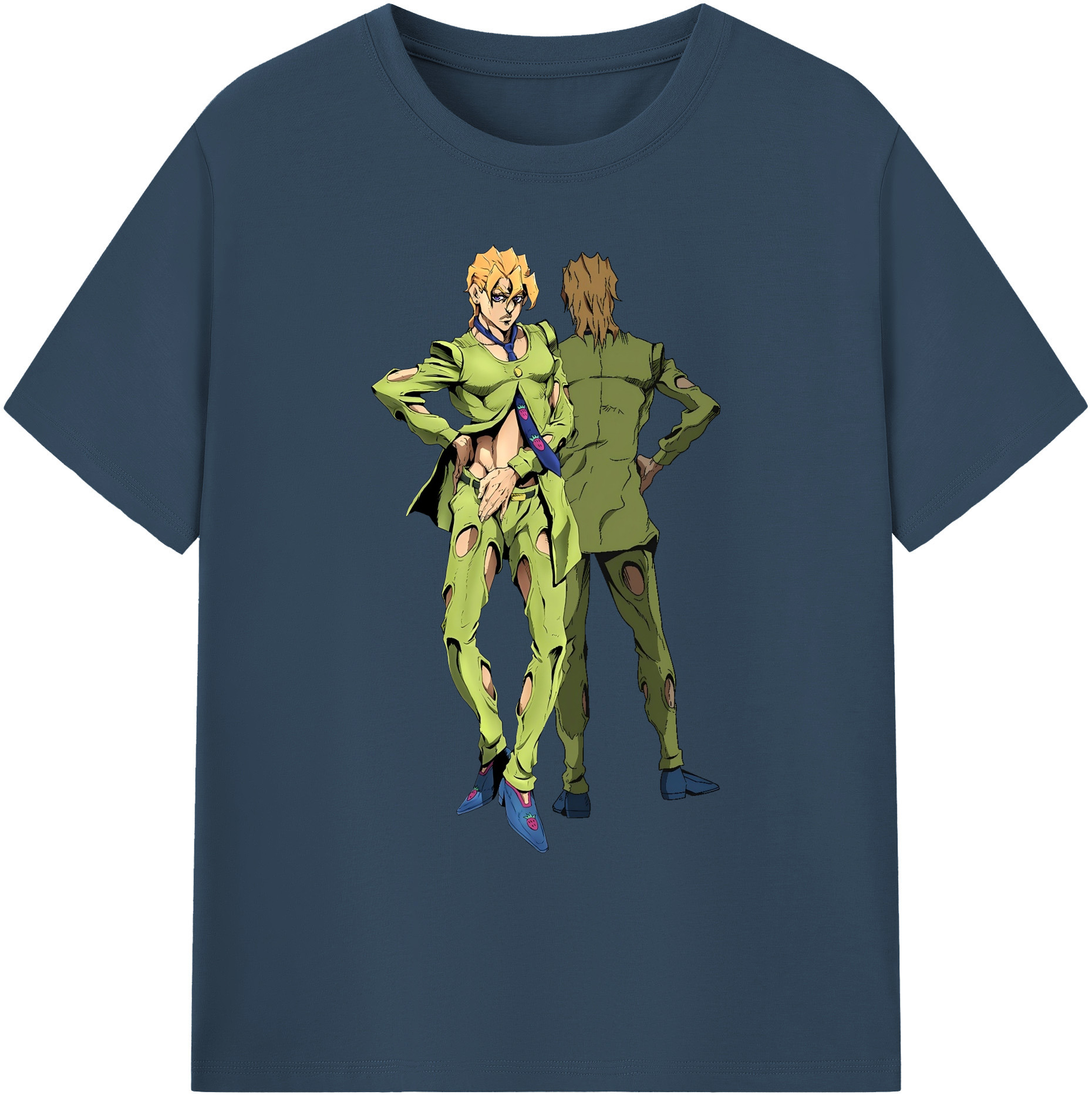 （画像用） ジョジョの奇妙な冒険 パンナコッタ?フー JoJo's Bizarre Adventure Pannacotta Fugo 綿100％ メンズ半袖Tシャツ｜肌触りやわらか＆通気性