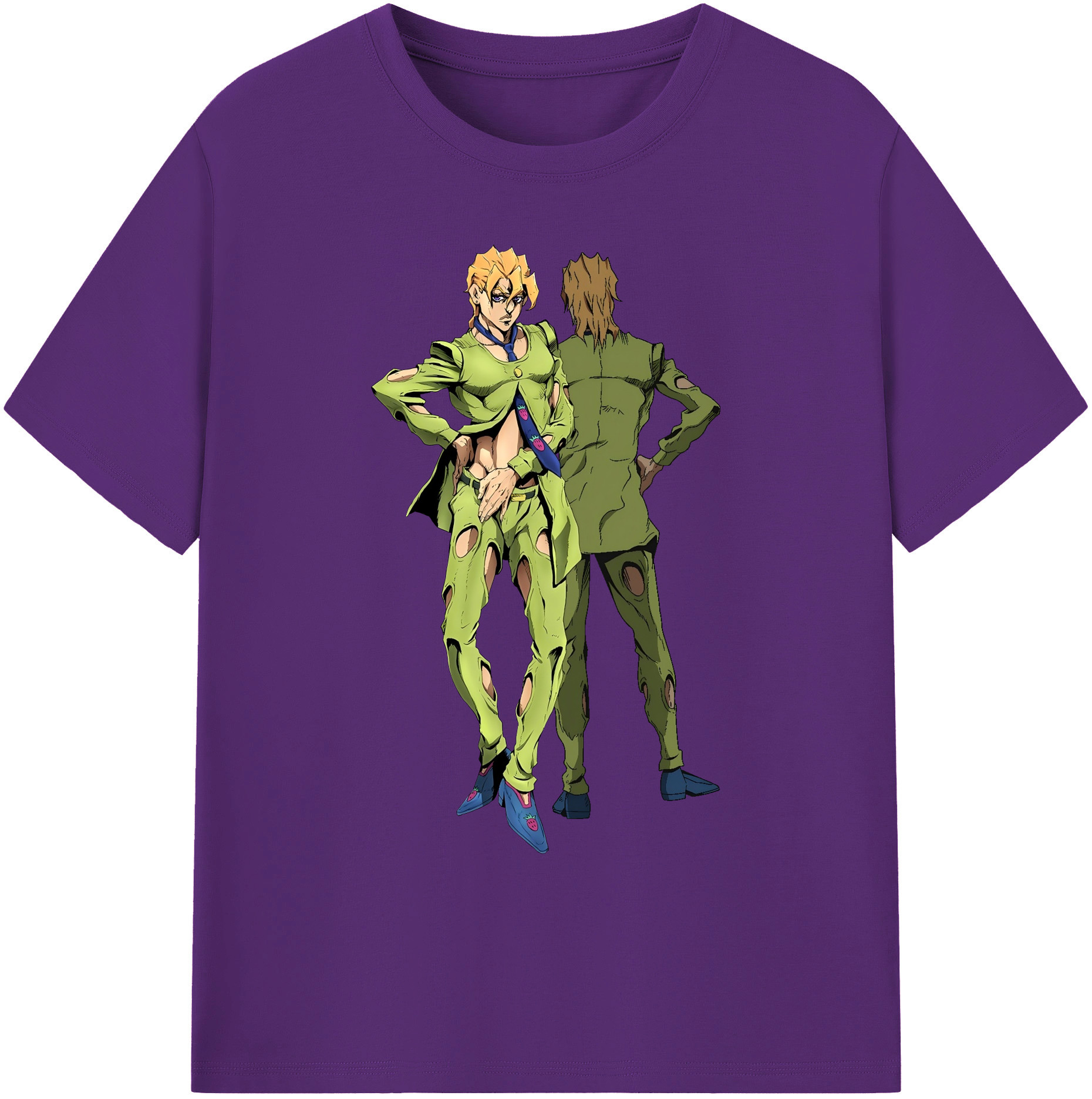（画像用） ジョジョの奇妙な冒険 パンナコッタ?フー JoJo's Bizarre Adventure Pannacotta Fugo 綿100％ メンズ半袖Tシャツ｜肌触りやわらか＆通気性