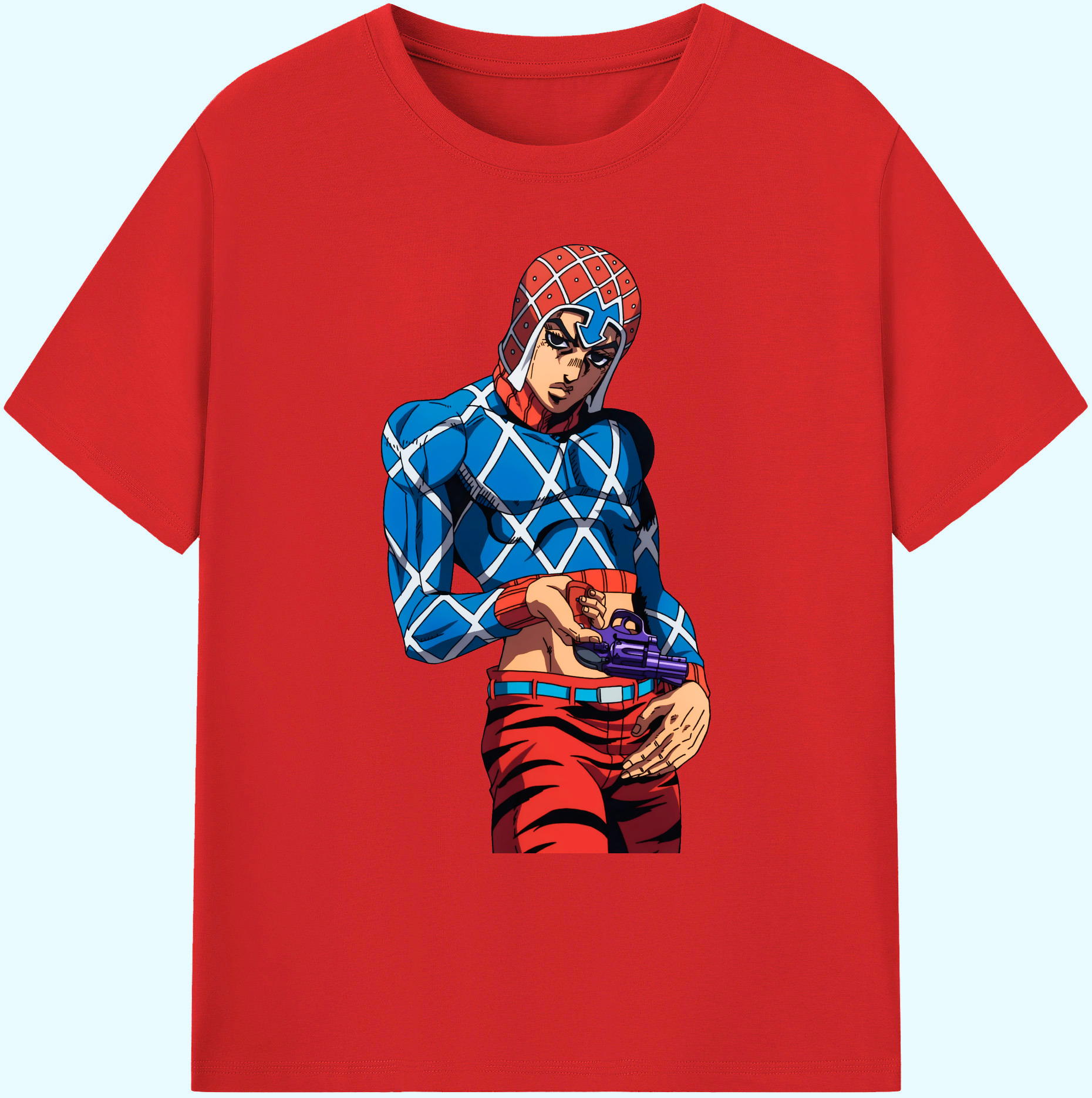（画像用） ジョジョの奇妙な冒険 グイード?ミスタ JoJo's Bizarre Adventure Guido Mista 綿100％ メンズ半袖Tシャツ｜肌触りやわらか＆通気性