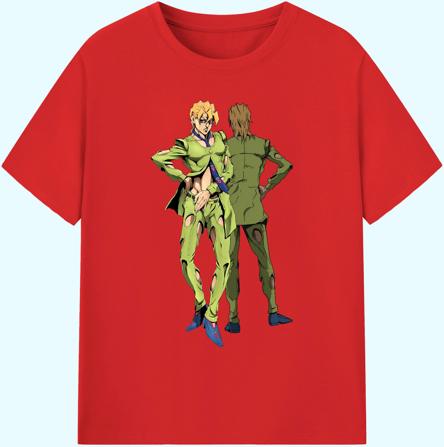 （画像用） ジョジョの奇妙な冒険 パンナコッタ?フー JoJo's Bizarre Adventure Pannacotta Fugo 綿100％ メンズ半袖Tシャツ｜肌触りやわらか＆通気性