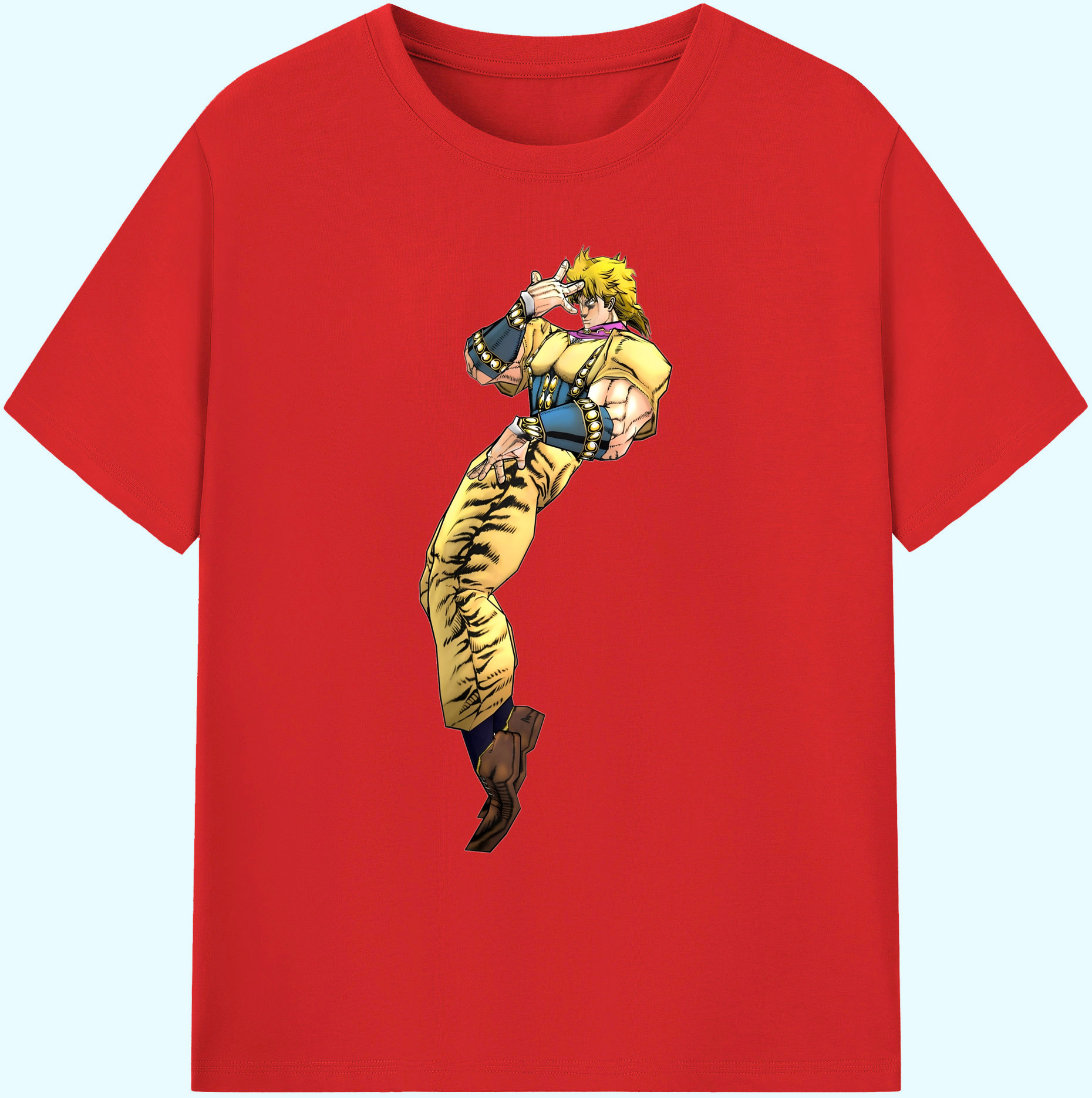（画像用） ジョジョの奇妙な冒険 ディオ?ブランドー JoJo's Bizarre Adventure Dio Brando 綿100％ メンズ半袖Tシャツ｜肌触りやわらか＆通気性