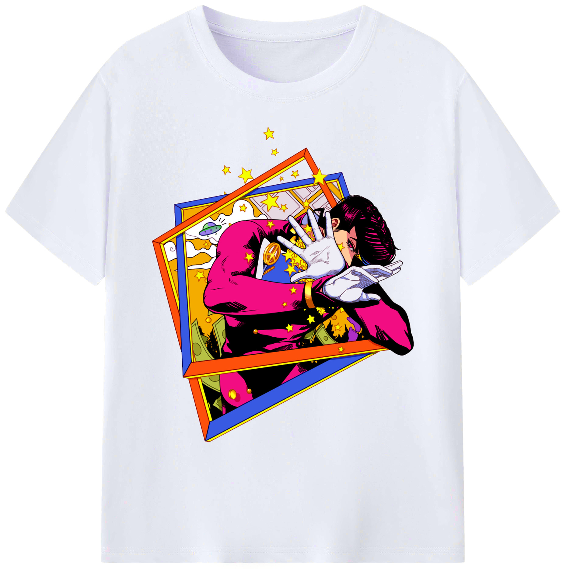 （画像用） ジョジョの奇妙な冒険 ひがしかた じょうすけ JoJo's Bizarre Adventure Higashikata Josuke 綿100％ メンズ半袖Tシャツ｜肌触りやわらか＆通気性