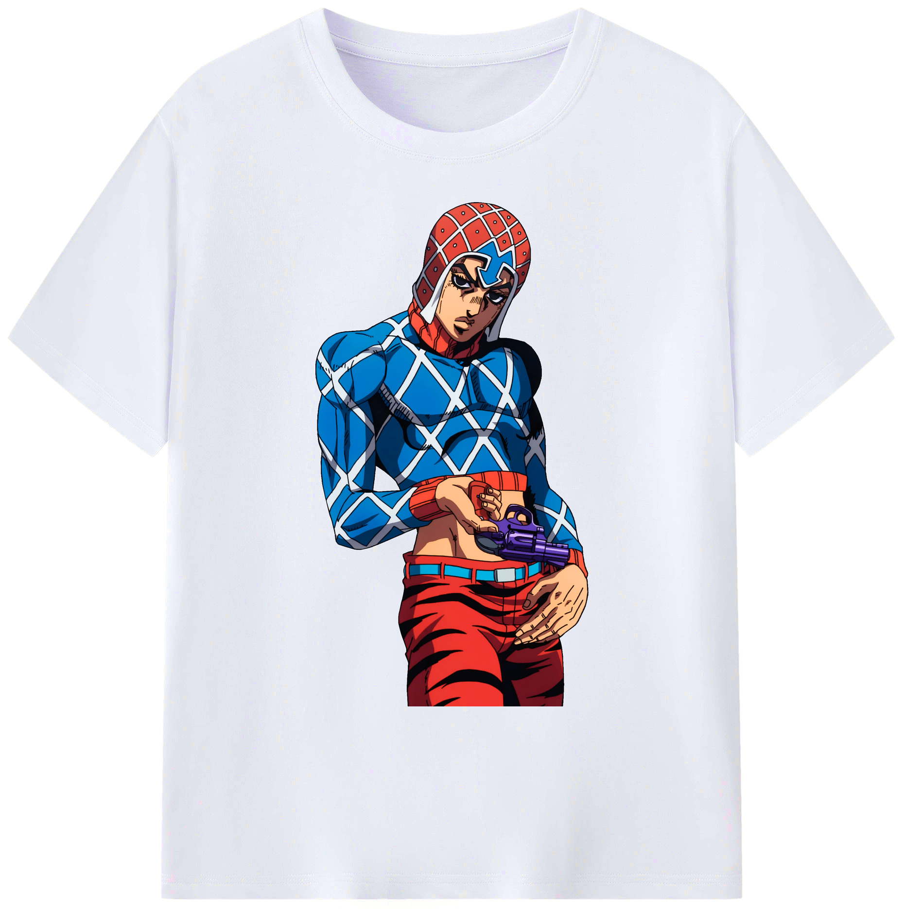 （画像用） ジョジョの奇妙な冒険 グイード?ミスタ JoJo's Bizarre Adventure Guido Mista 綿100％ メンズ半袖Tシャツ｜肌触りやわらか＆通気性