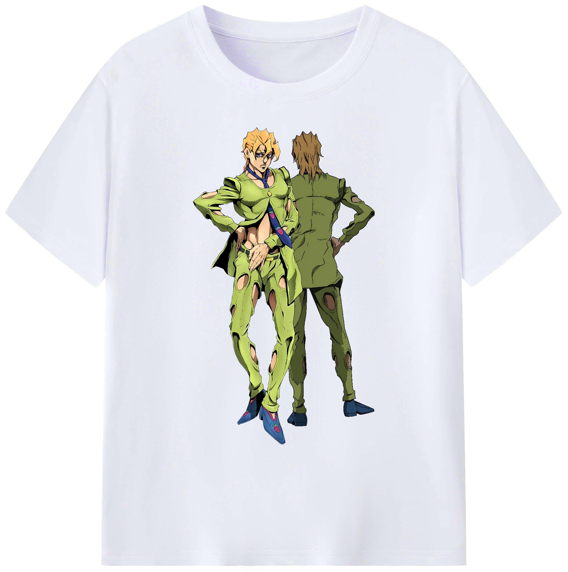 （画像用） ジョジョの奇妙な冒険 パンナコッタ?フー JoJo's Bizarre Adventure Pannacotta Fugo 綿100％ メンズ半袖Tシャツ｜肌触りやわらか＆通気性
