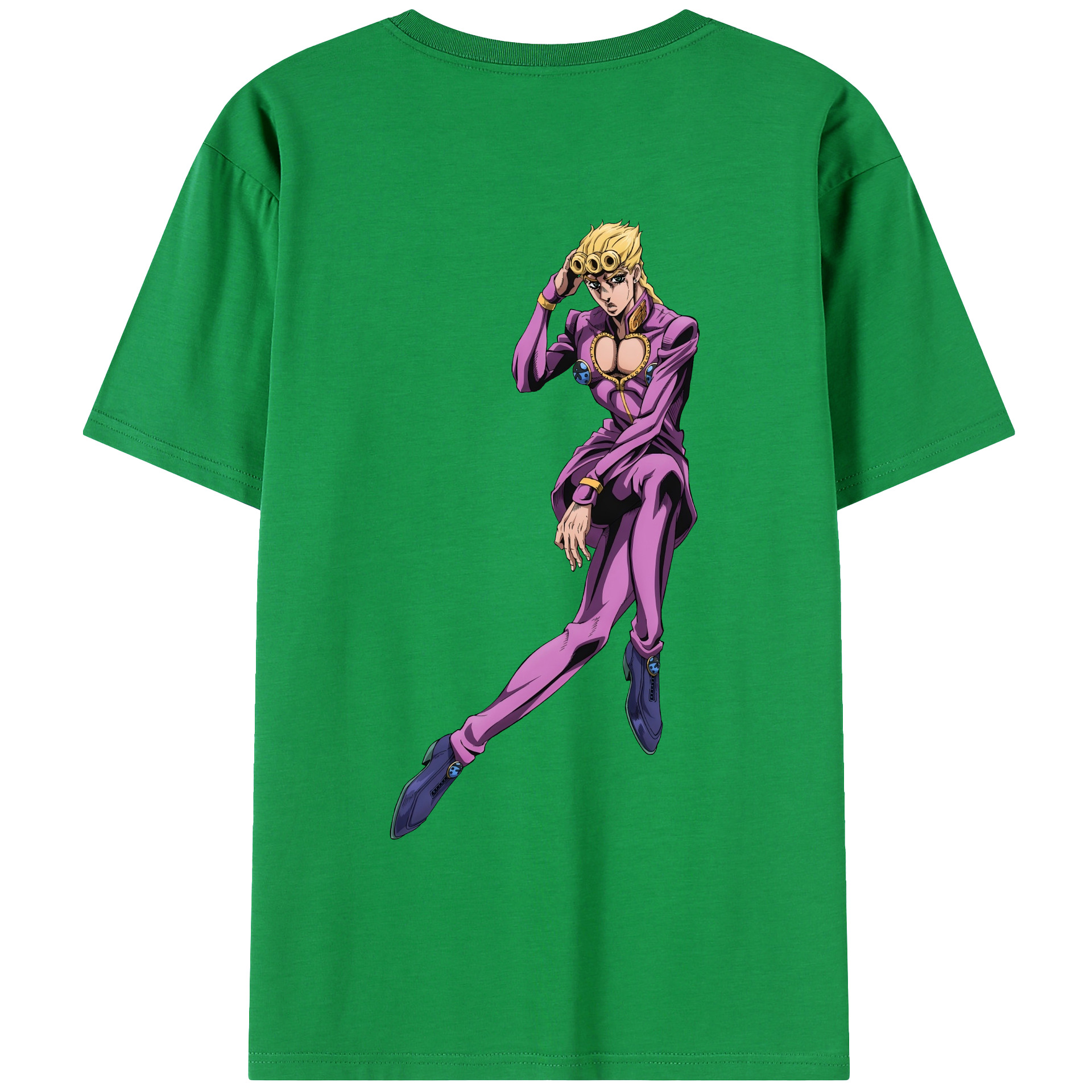 （画像用） ジョジョの奇妙な冒険 ジョルノ?ジョバァーナ JoJo's Bizarre Adventure Giorno Giovanna レディース半袖Tシャツ(バックプリント)