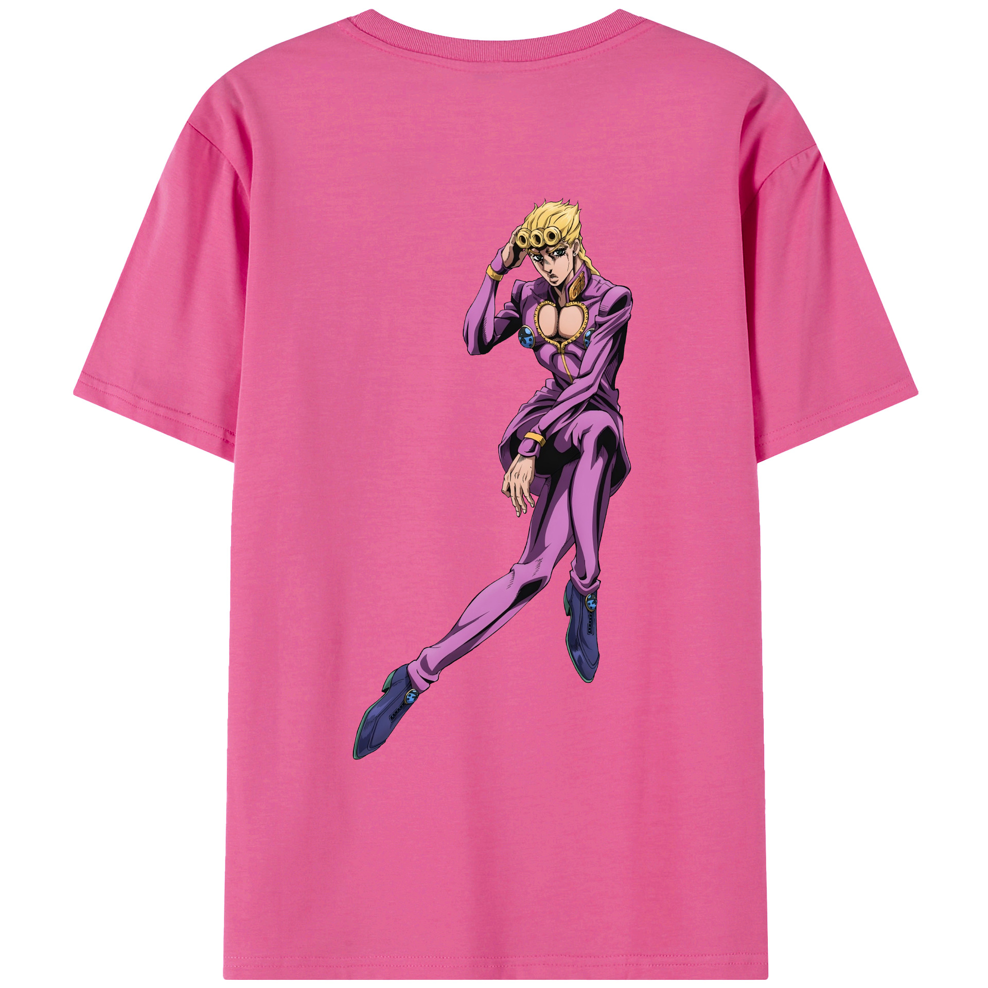 （画像用） ジョジョの奇妙な冒険 ジョルノ?ジョバァーナ JoJo's Bizarre Adventure Giorno Giovanna レディース半袖Tシャツ(バックプリント)