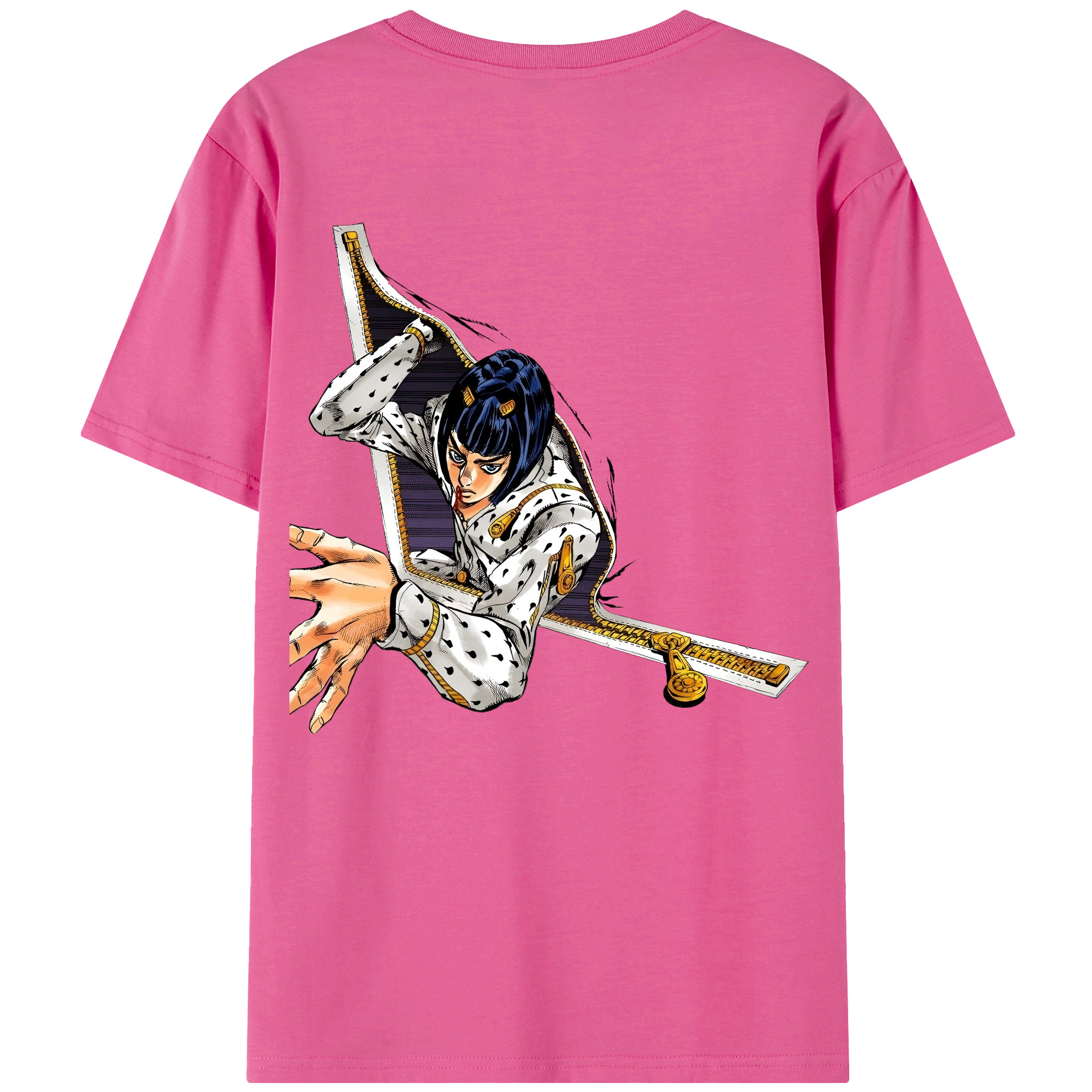 （画像用） ジョジョの奇妙な冒険 ブローノ?ブチャラティ JoJo's Bizarre Adventure Bruno Bucciarati レディース半袖Tシャツ(バックプリント)