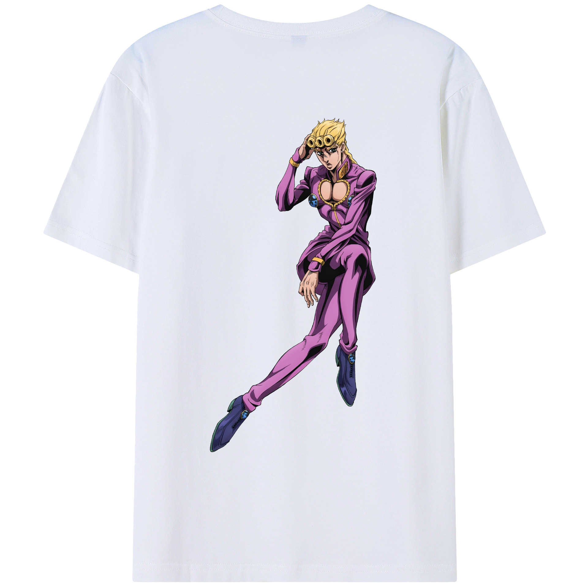 （画像用） ジョジョの奇妙な冒険 ジョルノ?ジョバァーナ JoJo's Bizarre Adventure Giorno Giovanna レディース半袖Tシャツ(バックプリント)