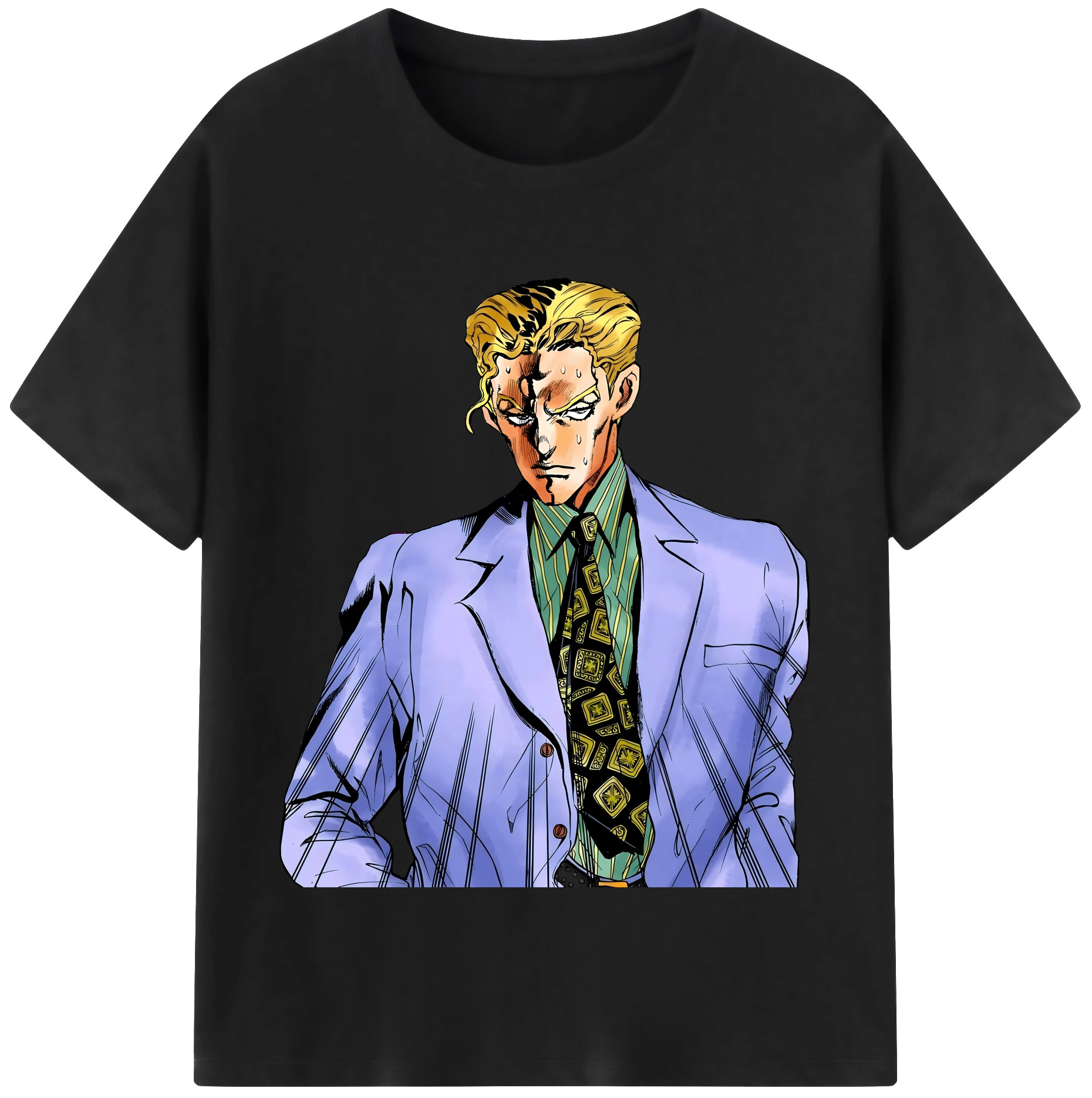 （画像用） ジョジョの奇妙な冒険 きら よしかげ JoJo's Bizarre Adventure Kira Yoshikage レディースカジュアルプリントTシャツ（綿100％）