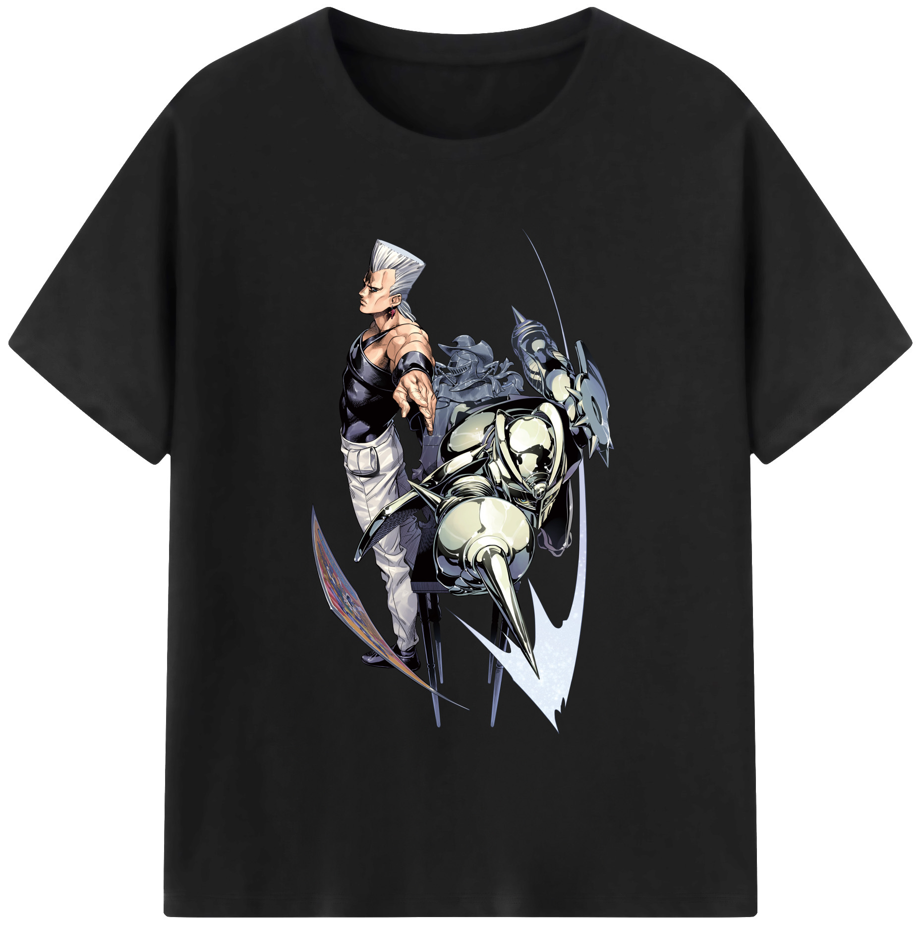 （画像用） ジョジョの奇妙な冒険 ジャン＝ピエール?ポルナレフ JoJo's Bizarre Adventure Jan Pierre Polnareff レディースカジュアルプリントTシャツ（綿100％）