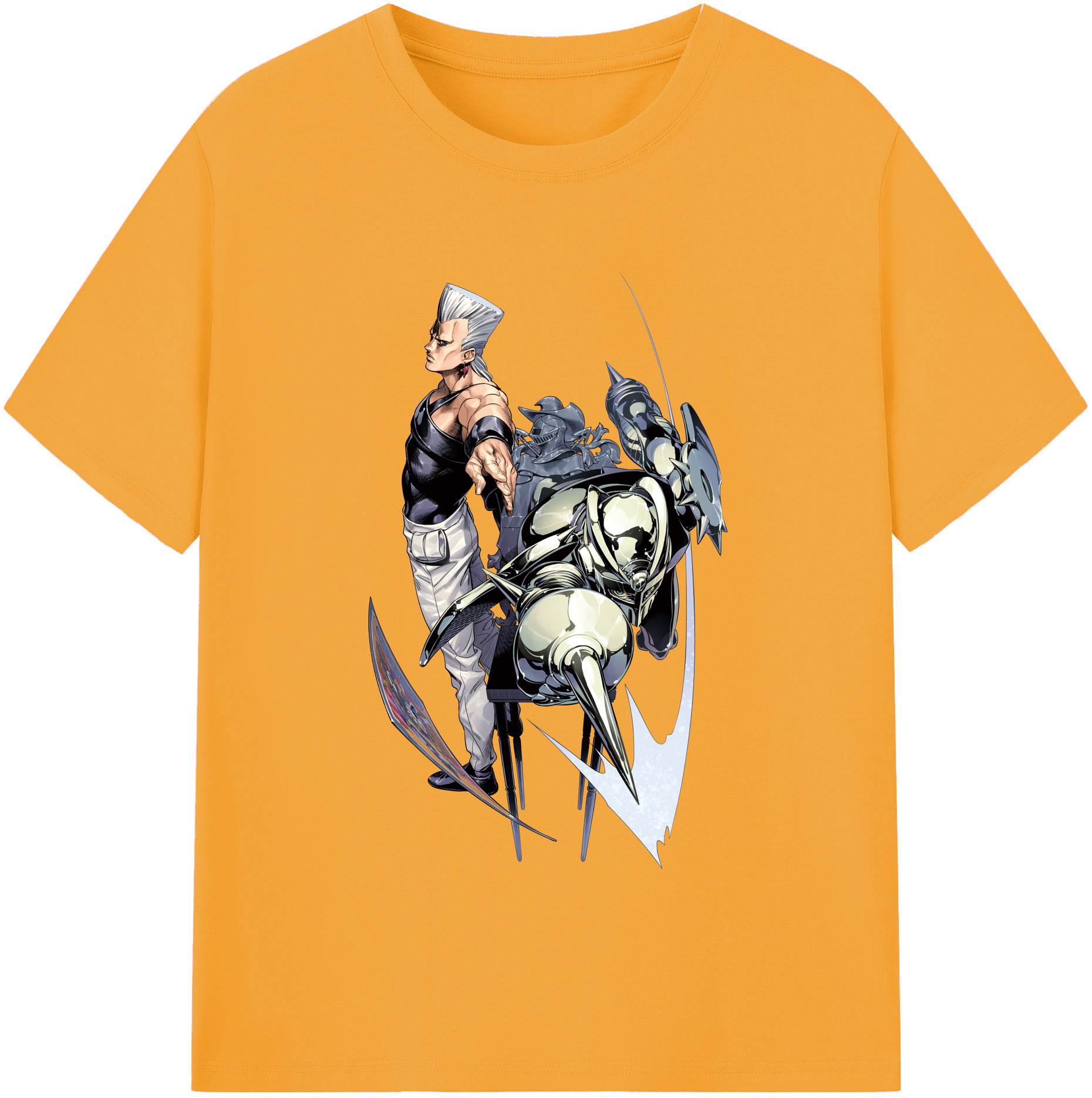 （画像用） ジョジョの奇妙な冒険 ジャン＝ピエール?ポルナレフ JoJo's Bizarre Adventure Jan Pierre Polnareff レディースカジュアルプリントTシャツ（綿100％）