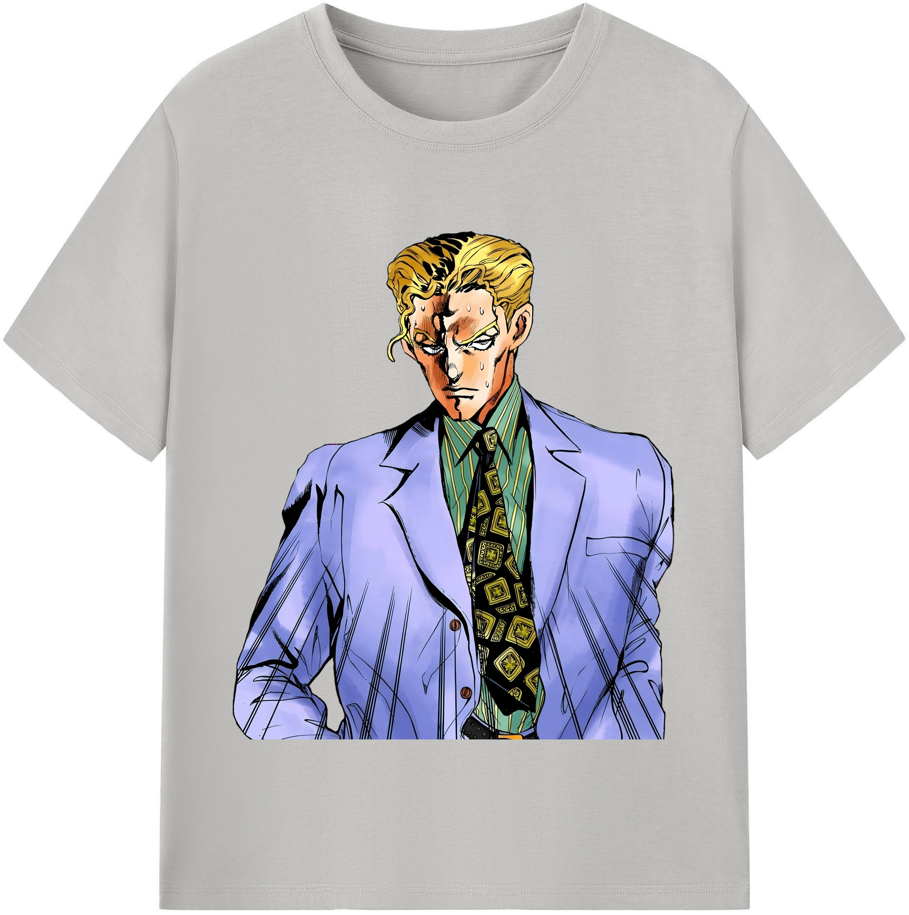 （画像用） ジョジョの奇妙な冒険 きら よしかげ JoJo's Bizarre Adventure Kira Yoshikage レディースカジュアルプリントTシャツ（綿100％）