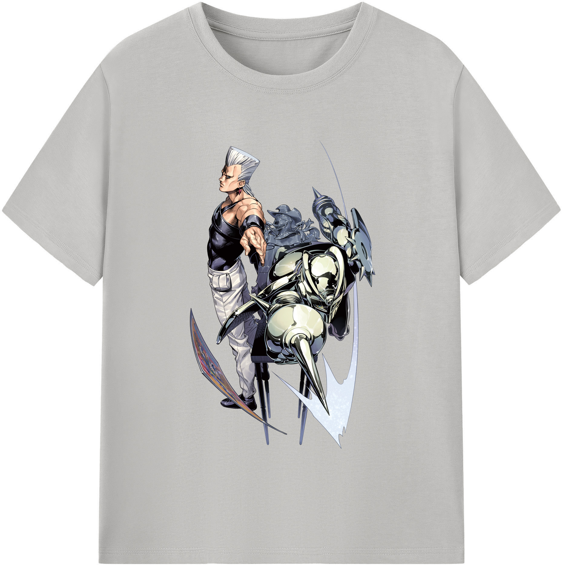 （画像用） ジョジョの奇妙な冒険 ジャン＝ピエール?ポルナレフ JoJo's Bizarre Adventure Jan Pierre Polnareff レディースカジュアルプリントTシャツ（綿100％）