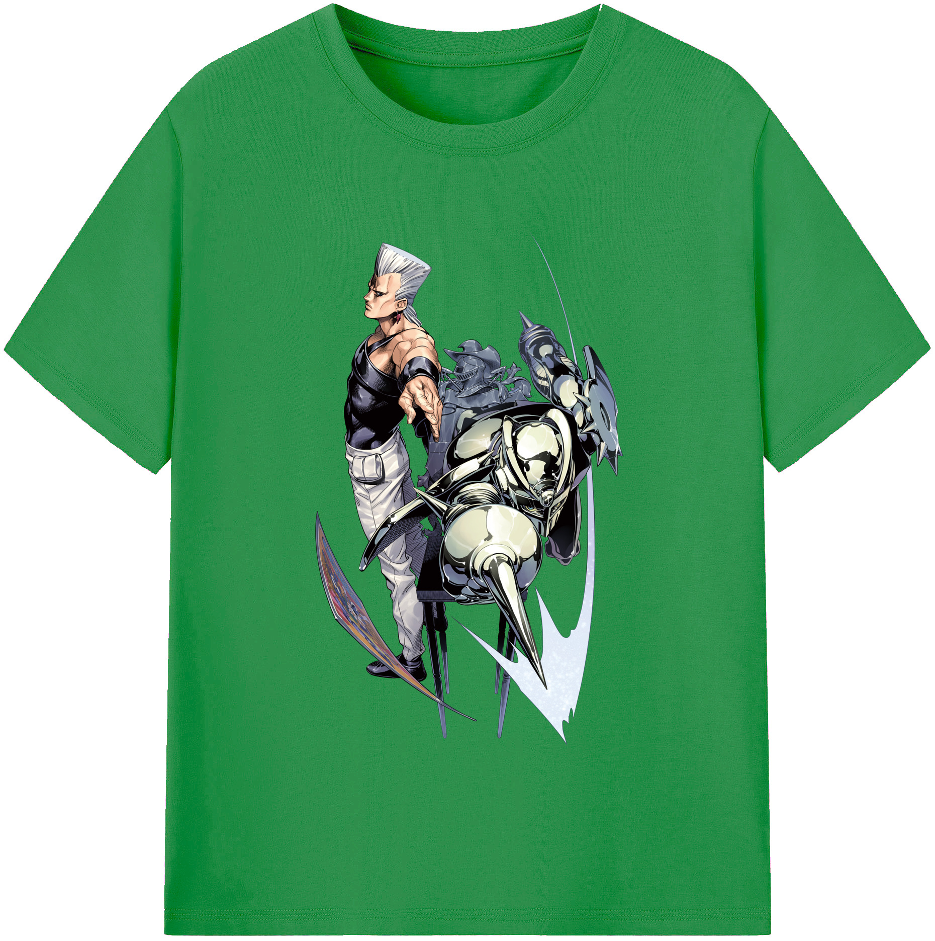 （画像用） ジョジョの奇妙な冒険 ジャン＝ピエール?ポルナレフ JoJo's Bizarre Adventure Jan Pierre Polnareff レディースカジュアルプリントTシャツ（綿100％）