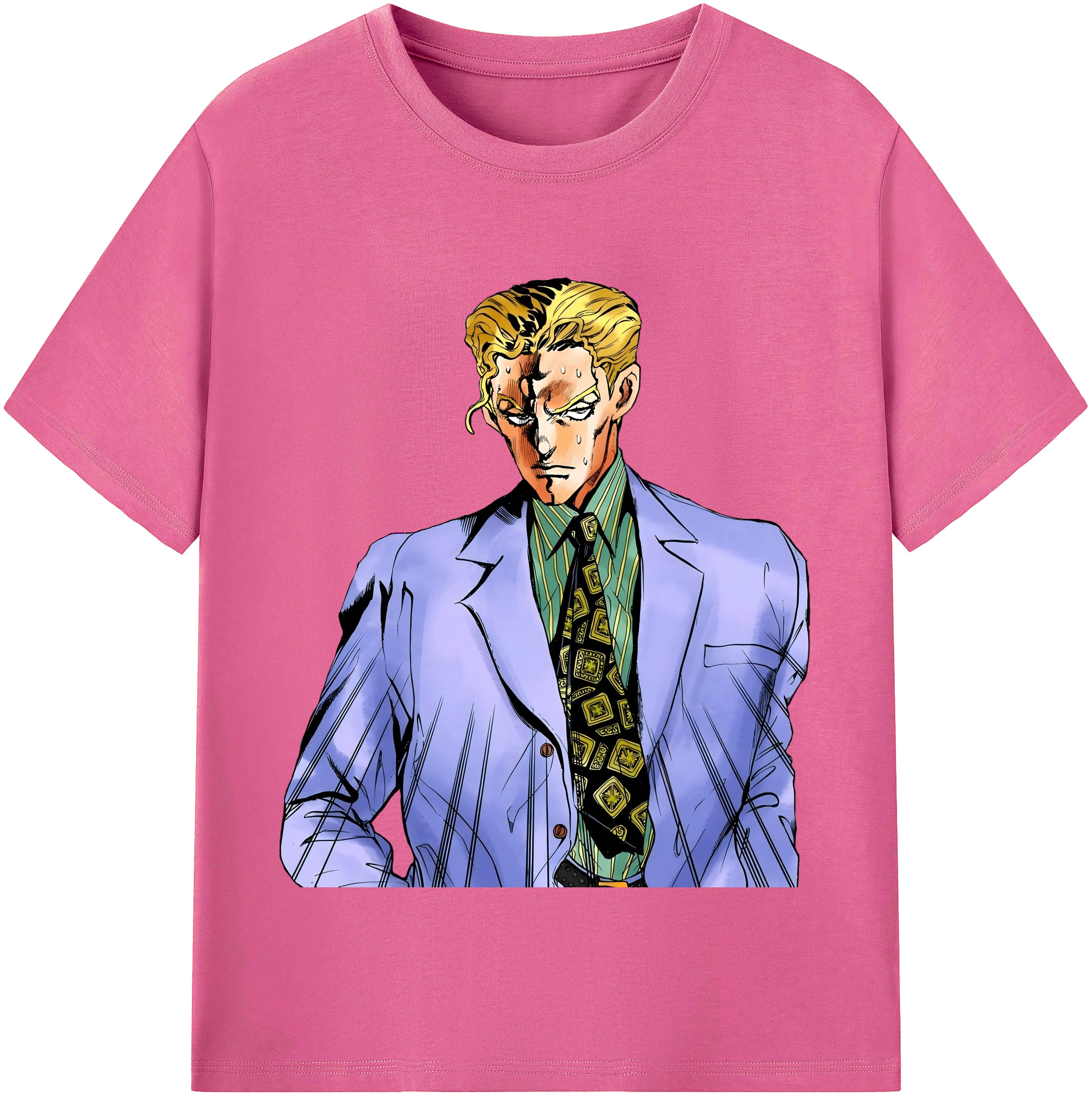 （画像用） ジョジョの奇妙な冒険 きら よしかげ JoJo's Bizarre Adventure Kira Yoshikage レディースカジュアルプリントTシャツ（綿100％）
