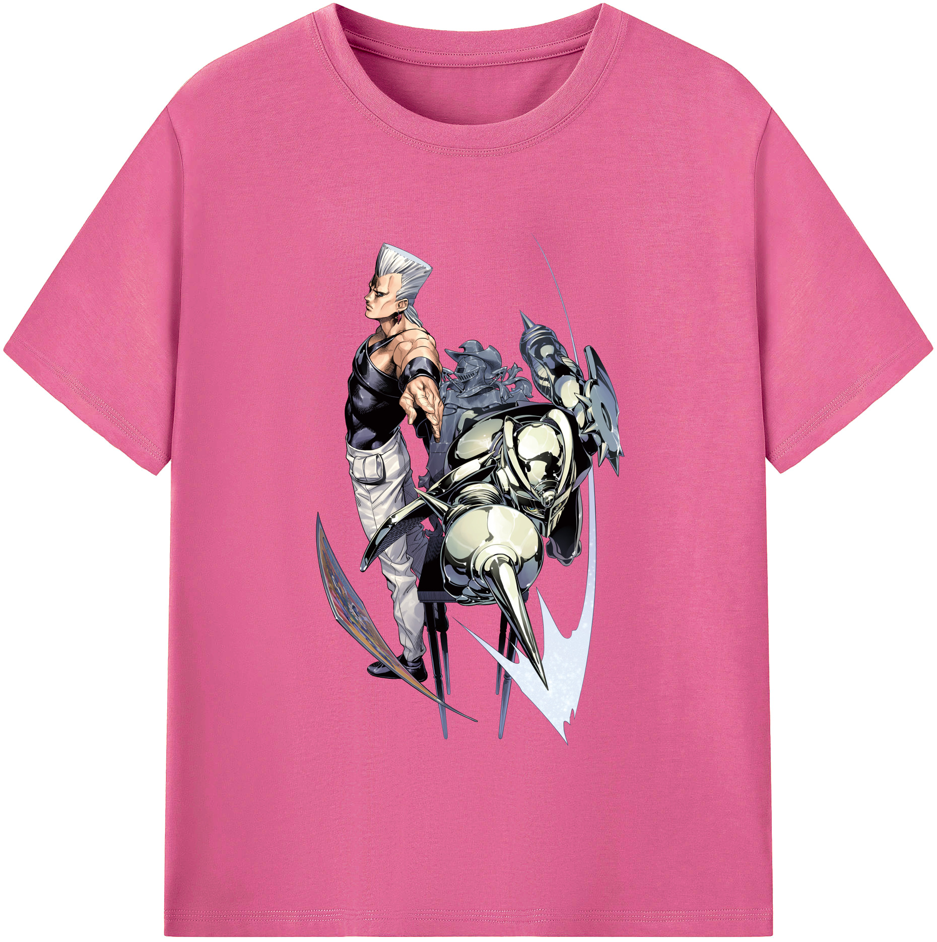 （画像用） ジョジョの奇妙な冒険 ジャン＝ピエール?ポルナレフ JoJo's Bizarre Adventure Jan Pierre Polnareff レディースカジュアルプリントTシャツ（綿100％）