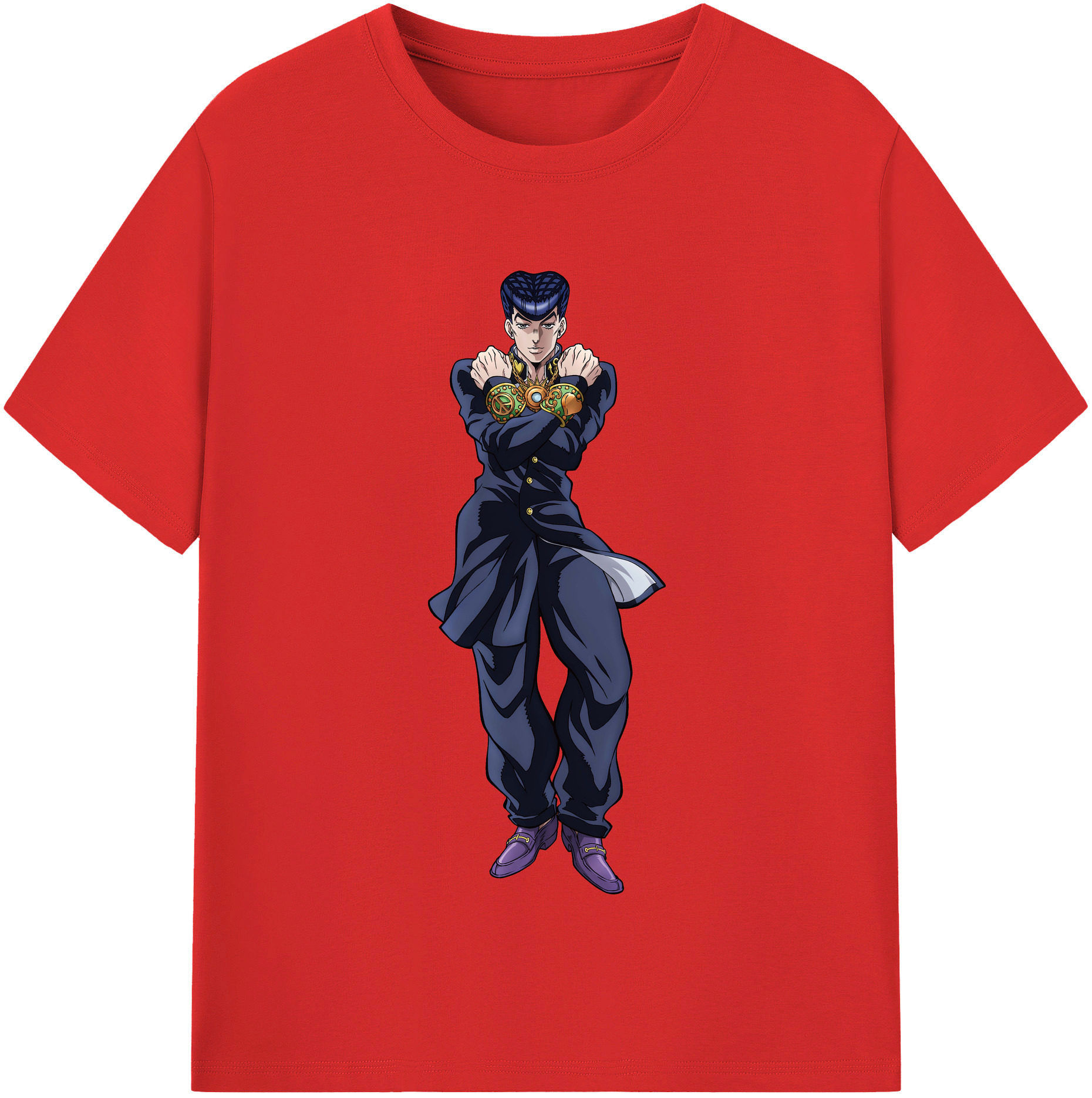 （画像用） ジョジョの奇妙な冒険 ひがしかた じょうすけ JoJo's Bizarre Adventure Higashikata Josuke レディースカジュアルプリントTシャツ（綿100％）