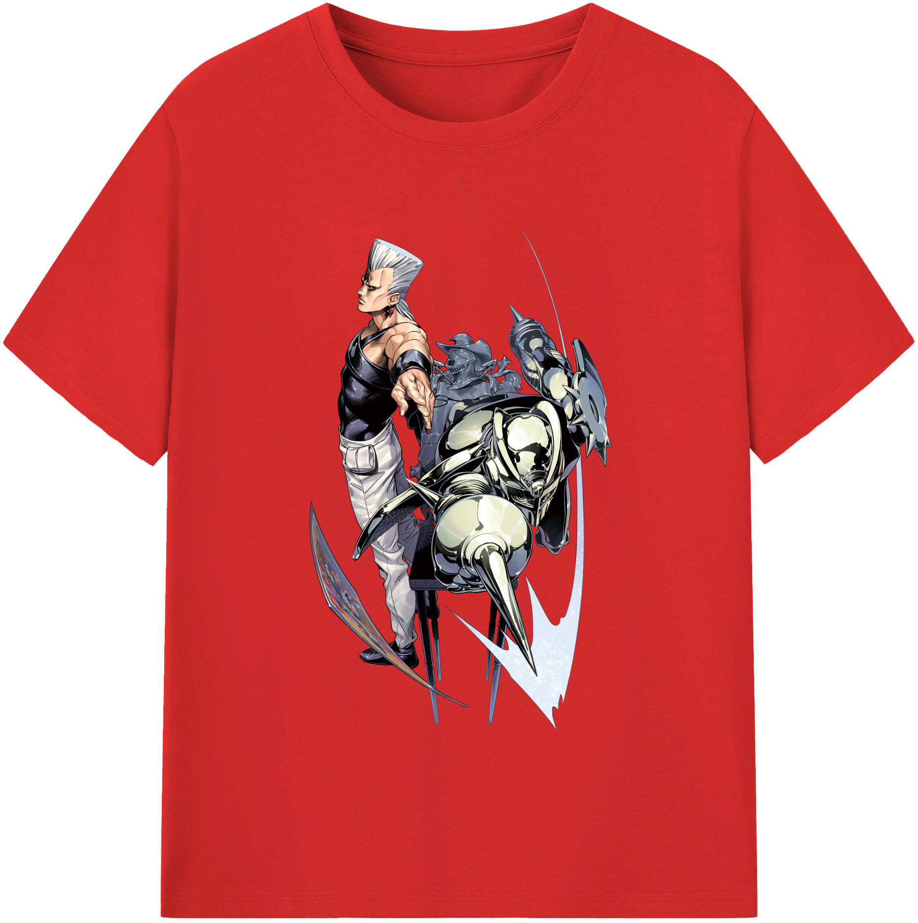 （画像用） ジョジョの奇妙な冒険 ジャン＝ピエール?ポルナレフ JoJo's Bizarre Adventure Jan Pierre Polnareff レディースカジュアルプリントTシャツ（綿100％）