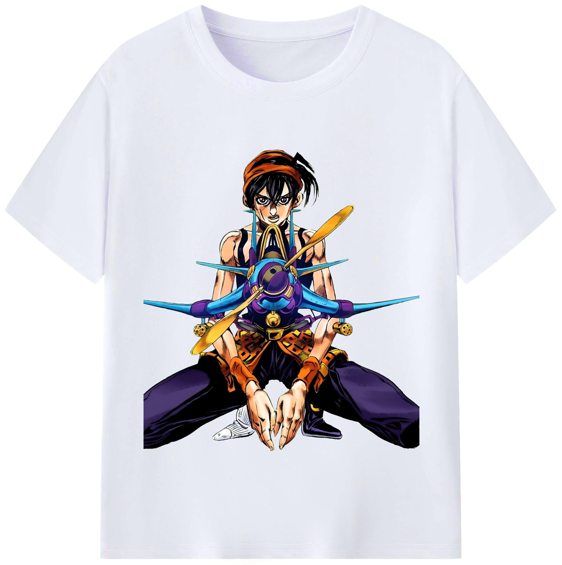 （画像用） ジョジョの奇妙な冒険 ナランチャ?ギルガ JoJo's Bizarre Adventure Narancia Ghirga レディースカジュアルプリントTシャツ（綿100％）