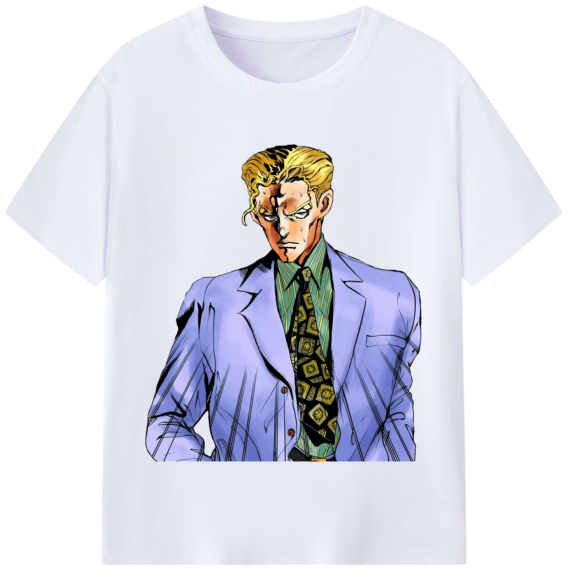 （画像用） ジョジョの奇妙な冒険 きら よしかげ JoJo's Bizarre Adventure Kira Yoshikage レディースカジュアルプリントTシャツ（綿100％）