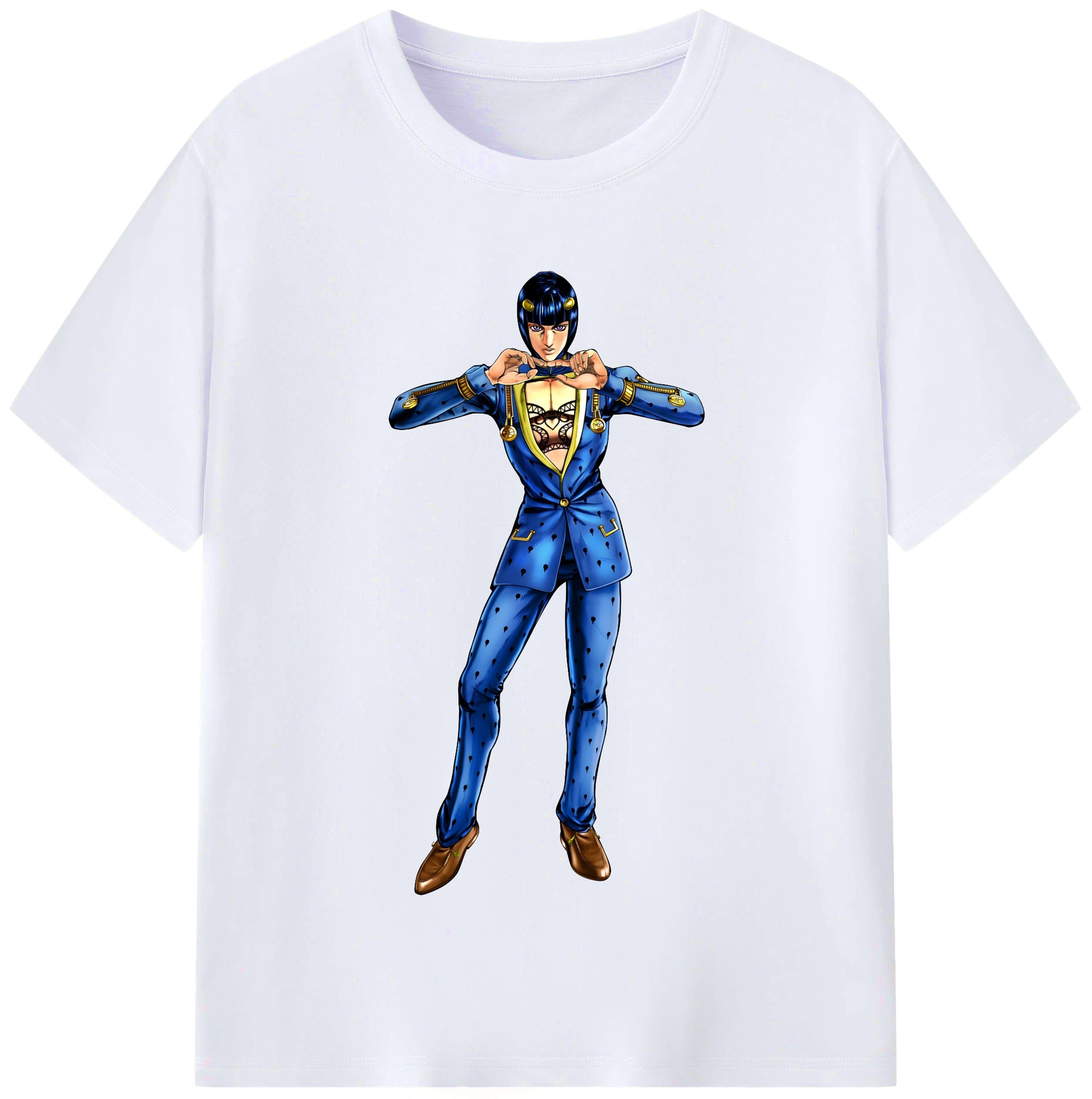 （画像用） ジョジョの奇妙な冒険 ブローノ?ブチャラティ JoJo's Bizarre Adventure Bruno Bucciarati レディースカジュアルプリントTシャツ（綿100％）