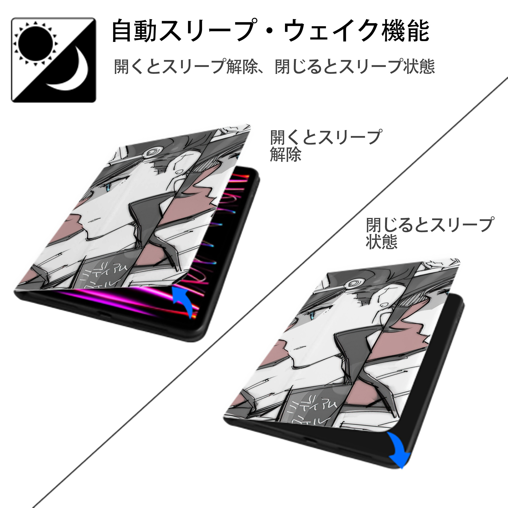 ジョジョの奇妙な冒険 JoJo's Bizarre Adventure IPad ケース ブック型 PUレザー TPU 耐衝撃 軽量 薄型 ペン収納なし 全面保護 IPad 各モデル対応