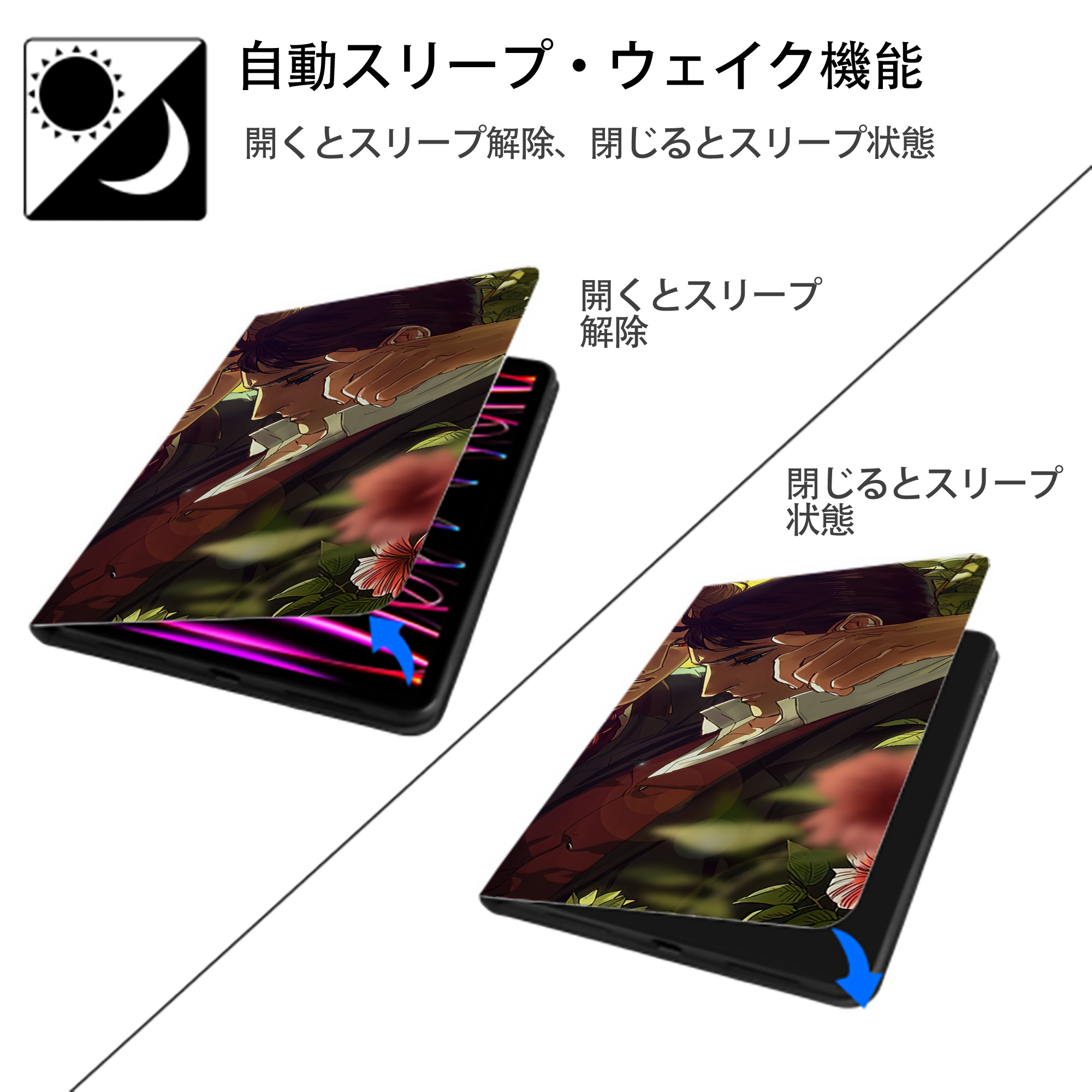 ジョジョの奇妙な冒険 JoJo's Bizarre Adventure IPad ケース ブック型 PUレザー TPU 耐衝撃 軽量 薄型 ペン収納なし 全面保護 IPad 各モデル対応