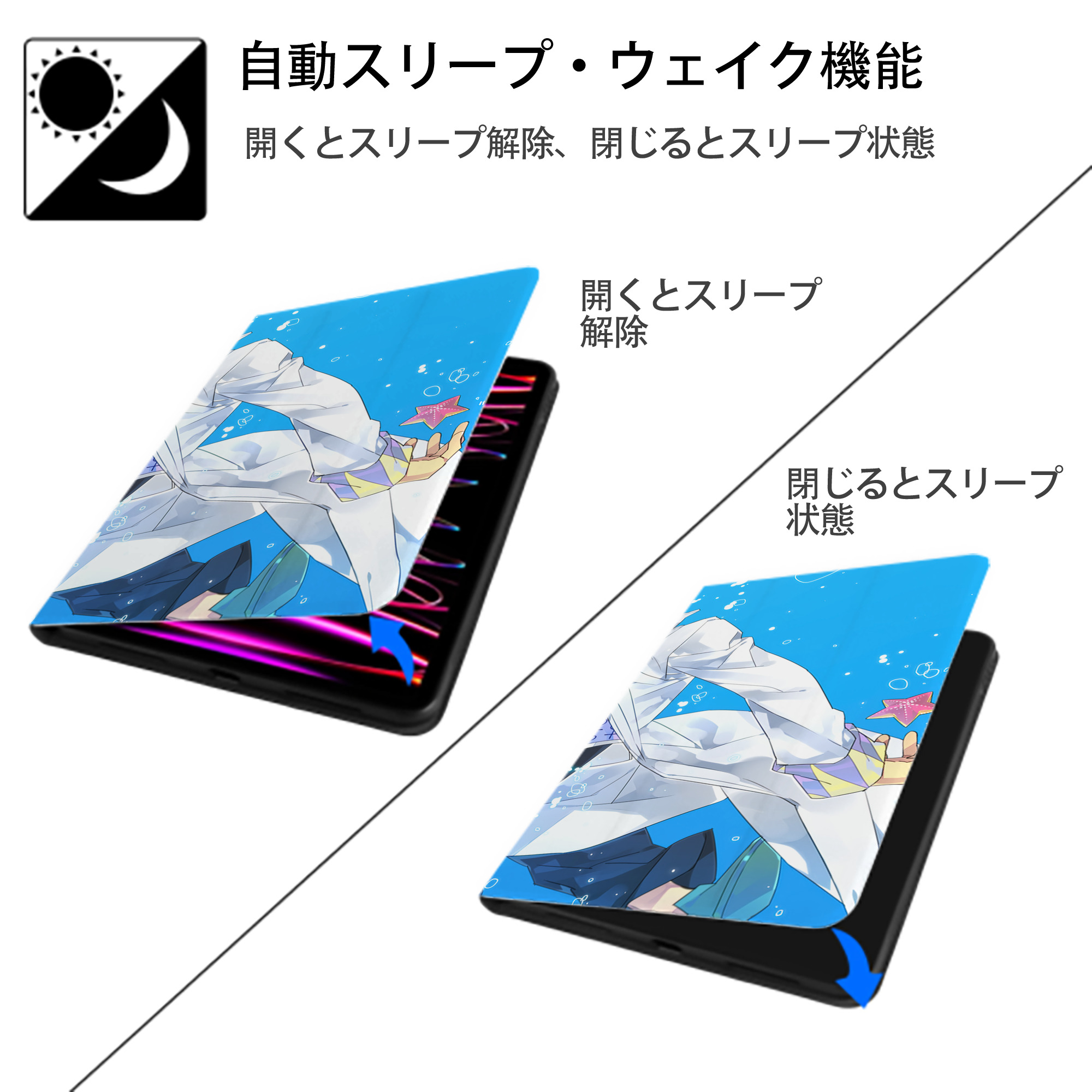 ジョジョの奇妙な冒険 JoJo's Bizarre Adventure IPad ケース ブック型 PUレザー TPU 耐衝撃 軽量 薄型 ペン収納なし 全面保護 IPad 各モデル対応