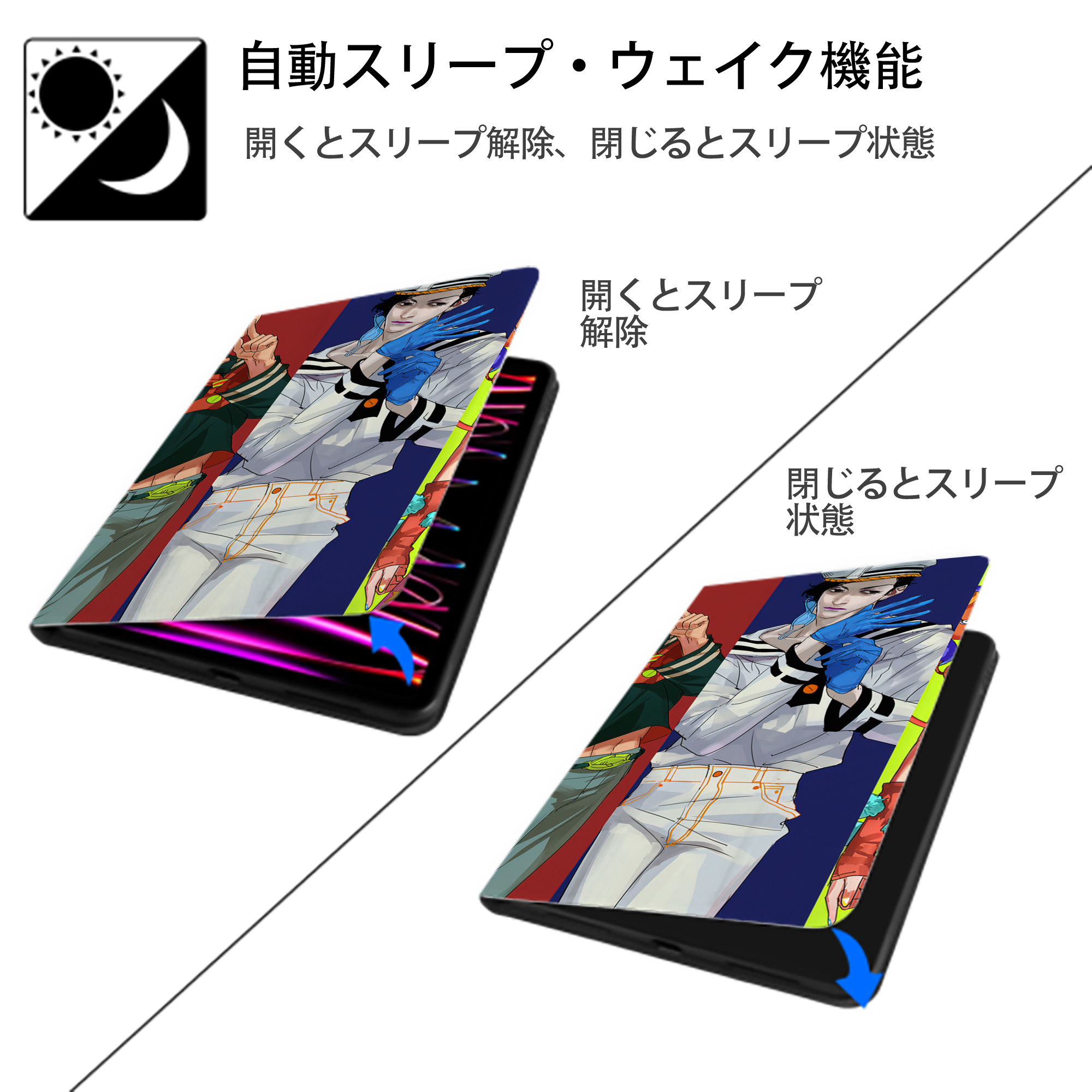 ジョジョの奇妙な冒険 JoJo's Bizarre Adventure IPad ケース ブック型 PUレザー TPU 耐衝撃 軽量 薄型 ペン収納なし 全面保護 IPad 各モデル対応
