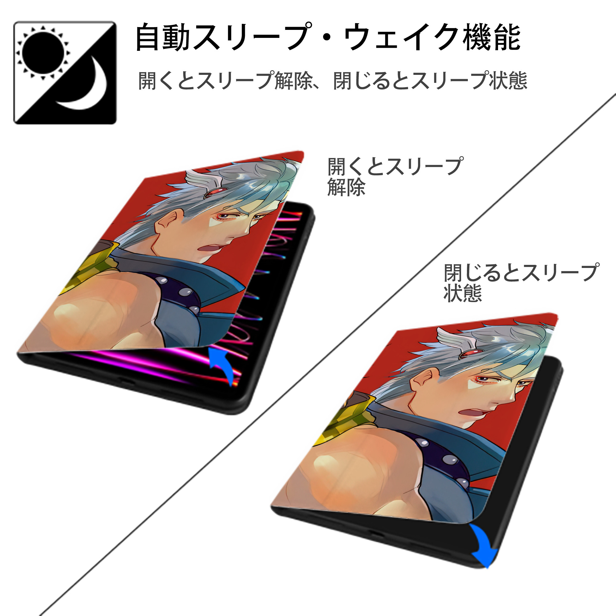 ジョジョの奇妙な冒険 JoJo's Bizarre Adventure IPad ケース ブック型 PUレザー TPU 耐衝撃 軽量 薄型 ペン収納なし 全面保護 IPad 各モデル対応