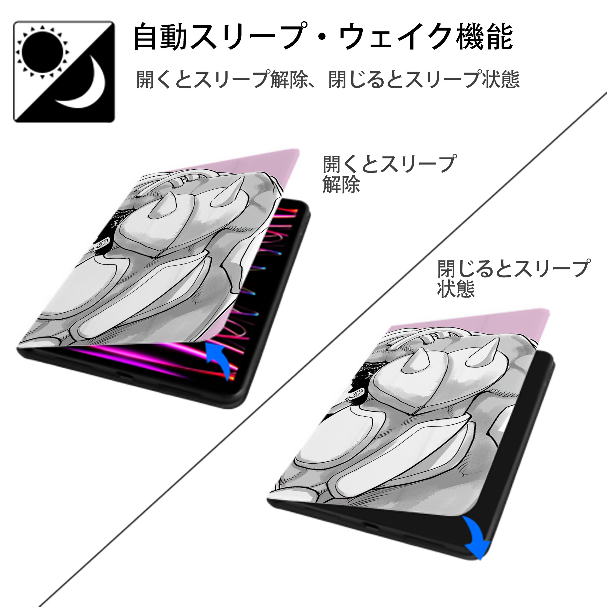 ジョジョの奇妙な冒険 JoJo's Bizarre Adventure IPad ケース ブック型 PUレザー TPU 耐衝撃 軽量 薄型 ペン収納なし 全面保護 IPad 各モデル対応
