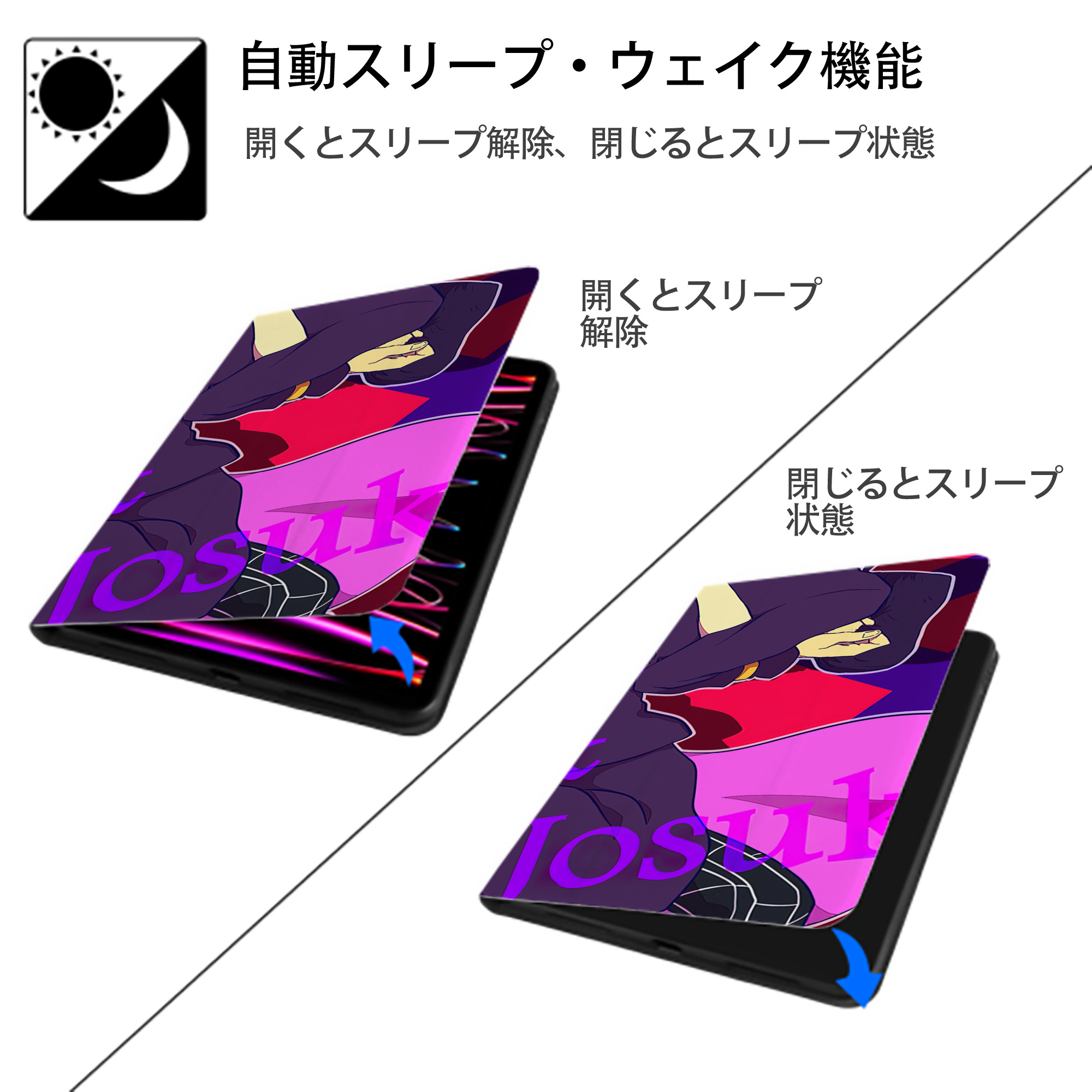 ジョジョの奇妙な冒険 JoJo's Bizarre Adventure IPad ケース ブック型 PUレザー TPU 耐衝撃 軽量 薄型 ペン収納なし 全面保護 IPad 各モデル対応