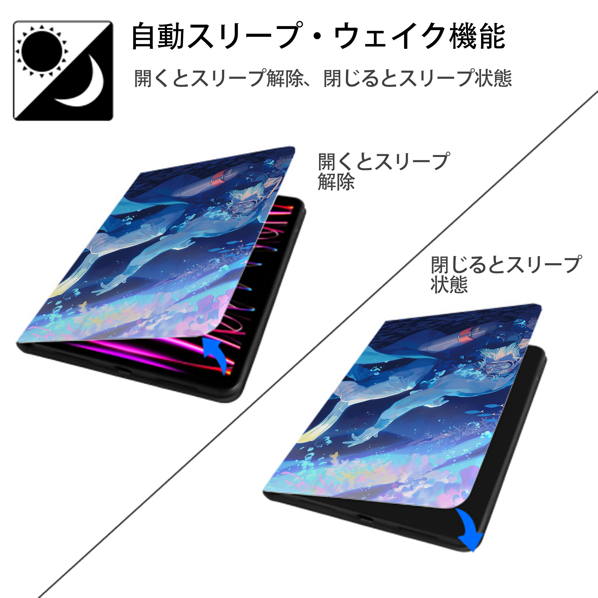 ジョジョの奇妙な冒険 JoJo's Bizarre Adventure IPad ケース ブック型 PUレザー TPU 耐衝撃 軽量 薄型 ペン収納なし 全面保護 IPad 各モデル対応