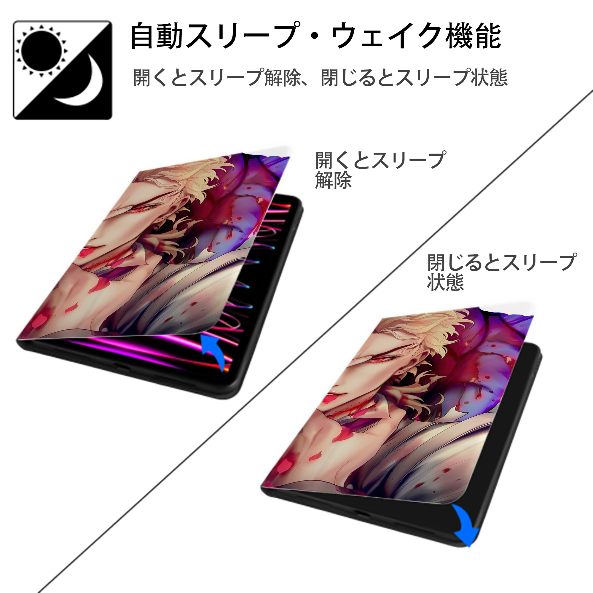 ジョジョの奇妙な冒険 JoJo's Bizarre Adventure IPad ケース ブック型 PUレザー TPU 耐衝撃 軽量 薄型 ペン収納なし 全面保護 IPad 各モデル対応