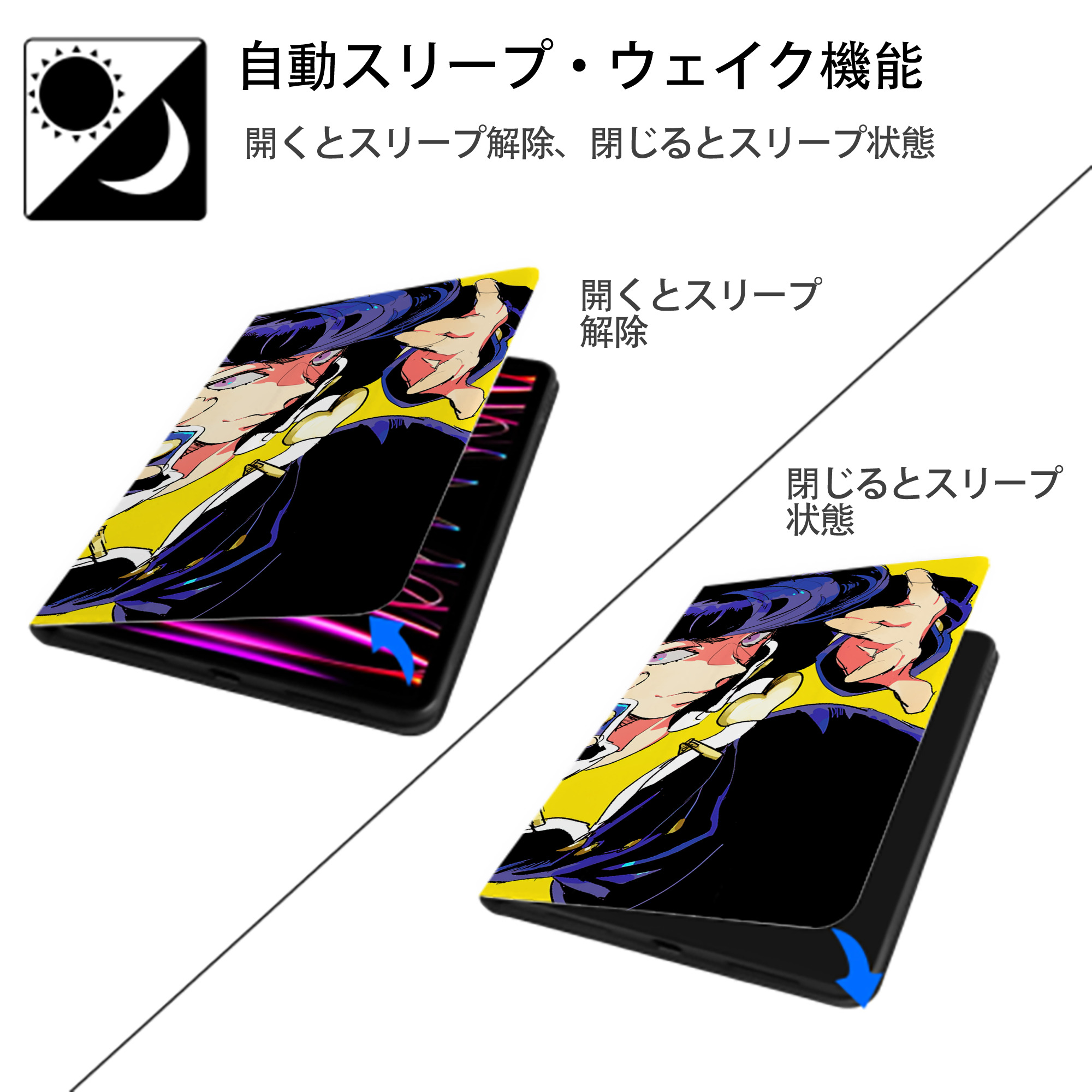 ジョジョの奇妙な冒険 JoJo's Bizarre Adventure IPad ケース ブック型 PUレザー TPU 耐衝撃 軽量 薄型 ペン収納なし 全面保護 IPad 各モデル対応