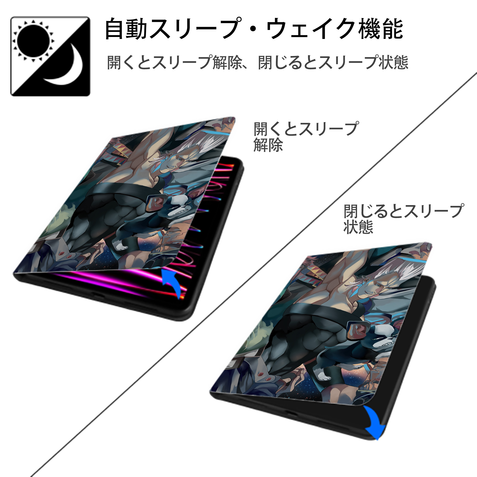 ジョジョの奇妙な冒険 JoJo's Bizarre Adventure IPad ケース ブック型 PUレザー TPU 耐衝撃 軽量 薄型 ペン収納なし 全面保護 IPad 各モデル対応