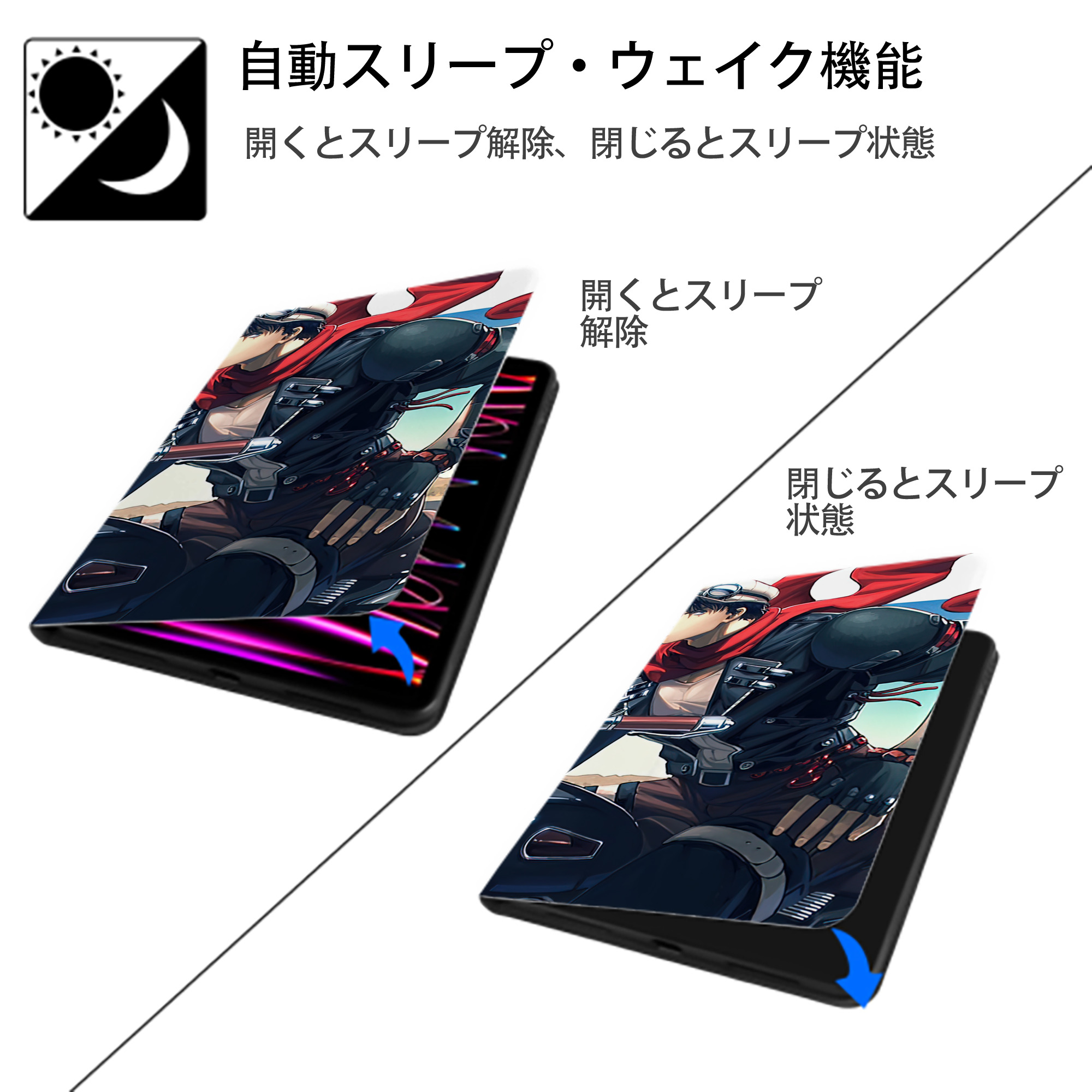 ジョジョの奇妙な冒険 JoJo's Bizarre Adventure IPad ケース ブック型 PUレザー TPU 耐衝撃 軽量 薄型 ペン収納なし 全面保護 IPad 各モデル対応