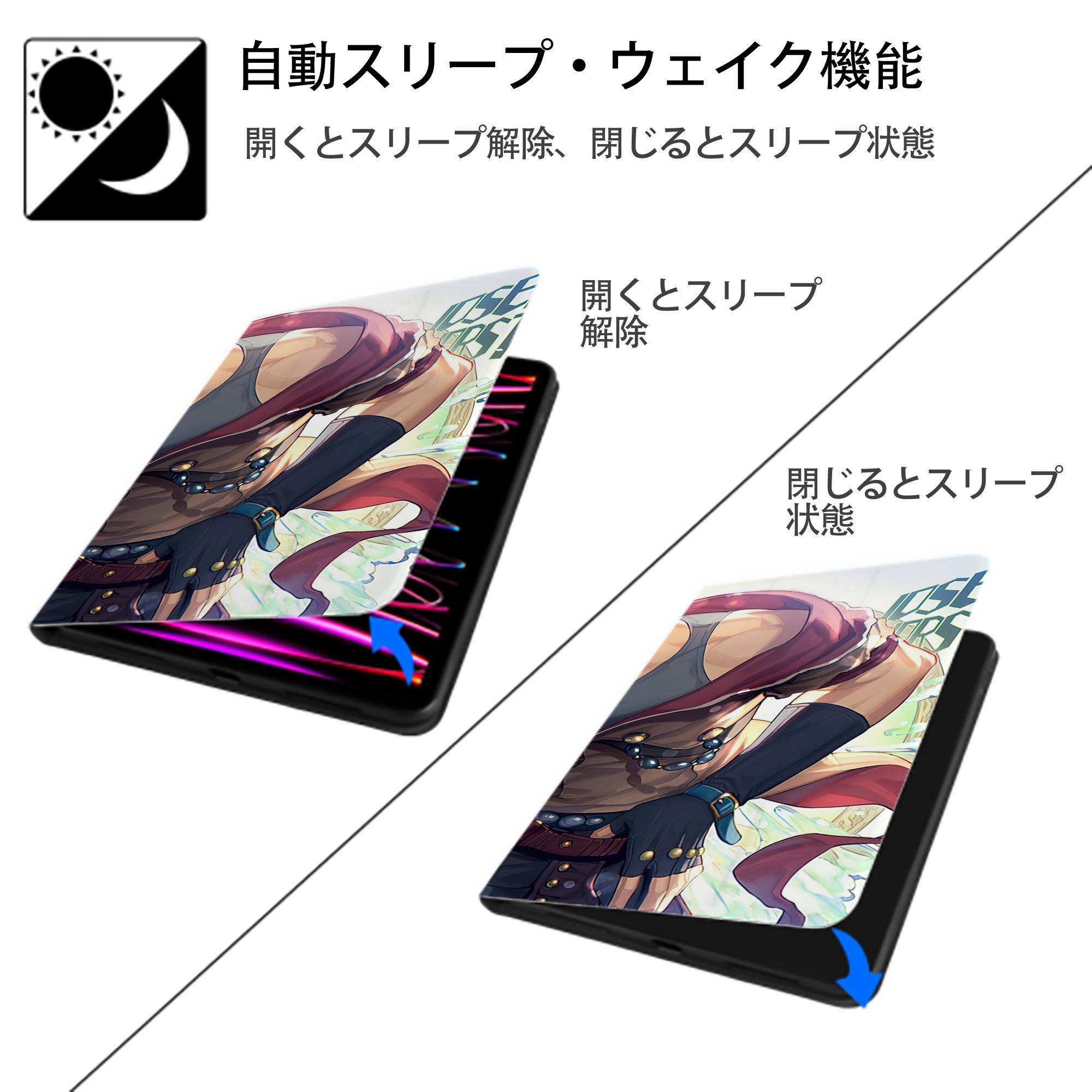 ジョジョの奇妙な冒険 JoJo's Bizarre Adventure IPad ケース ブック型 PUレザー TPU 耐衝撃 軽量 薄型 ペン収納なし 全面保護 IPad 各モデル対応