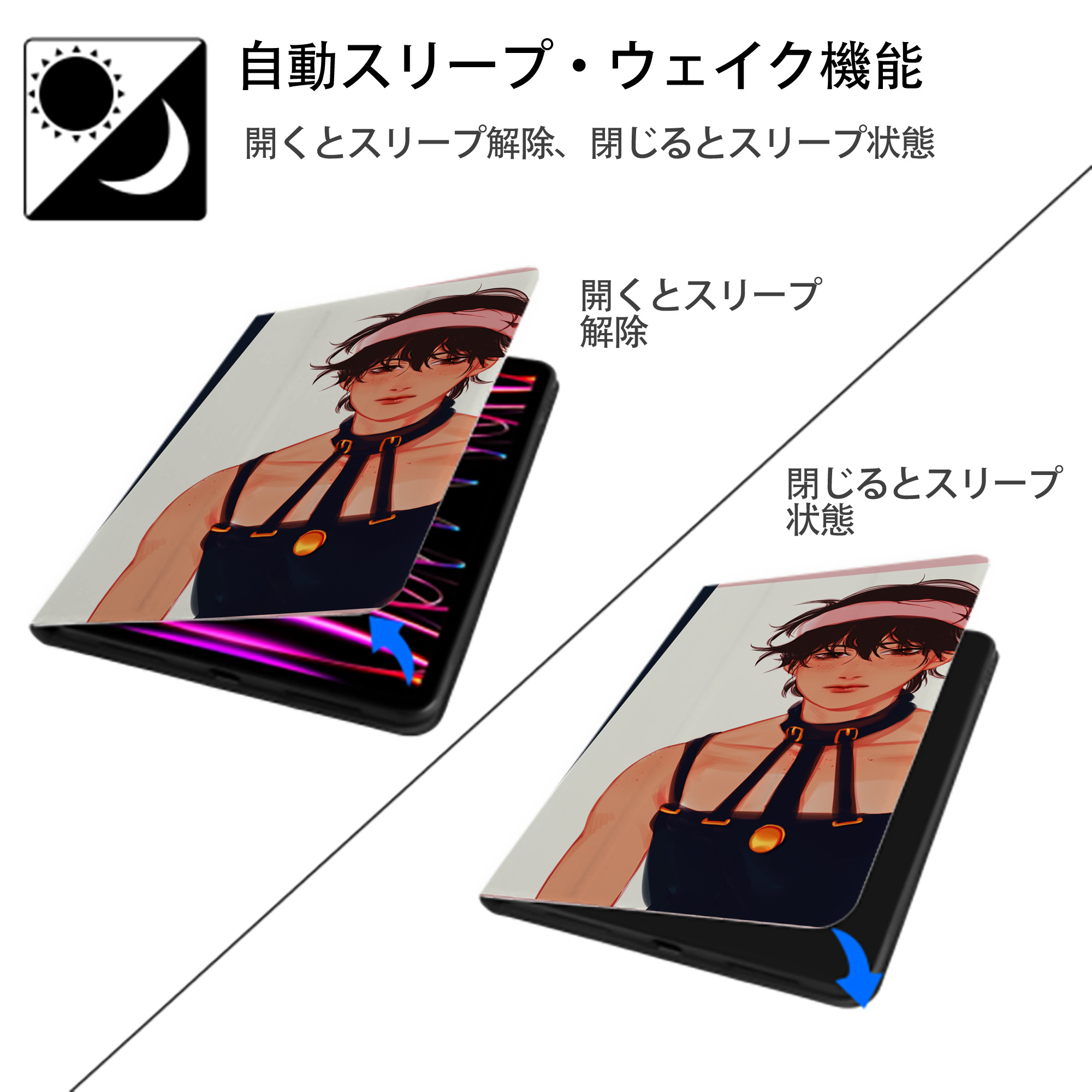 ジョジョの奇妙な冒険 JoJo's Bizarre Adventure IPad ケース ブック型 PUレザー TPU 耐衝撃 軽量 薄型 ペン収納なし 全面保護 IPad 各モデル対応