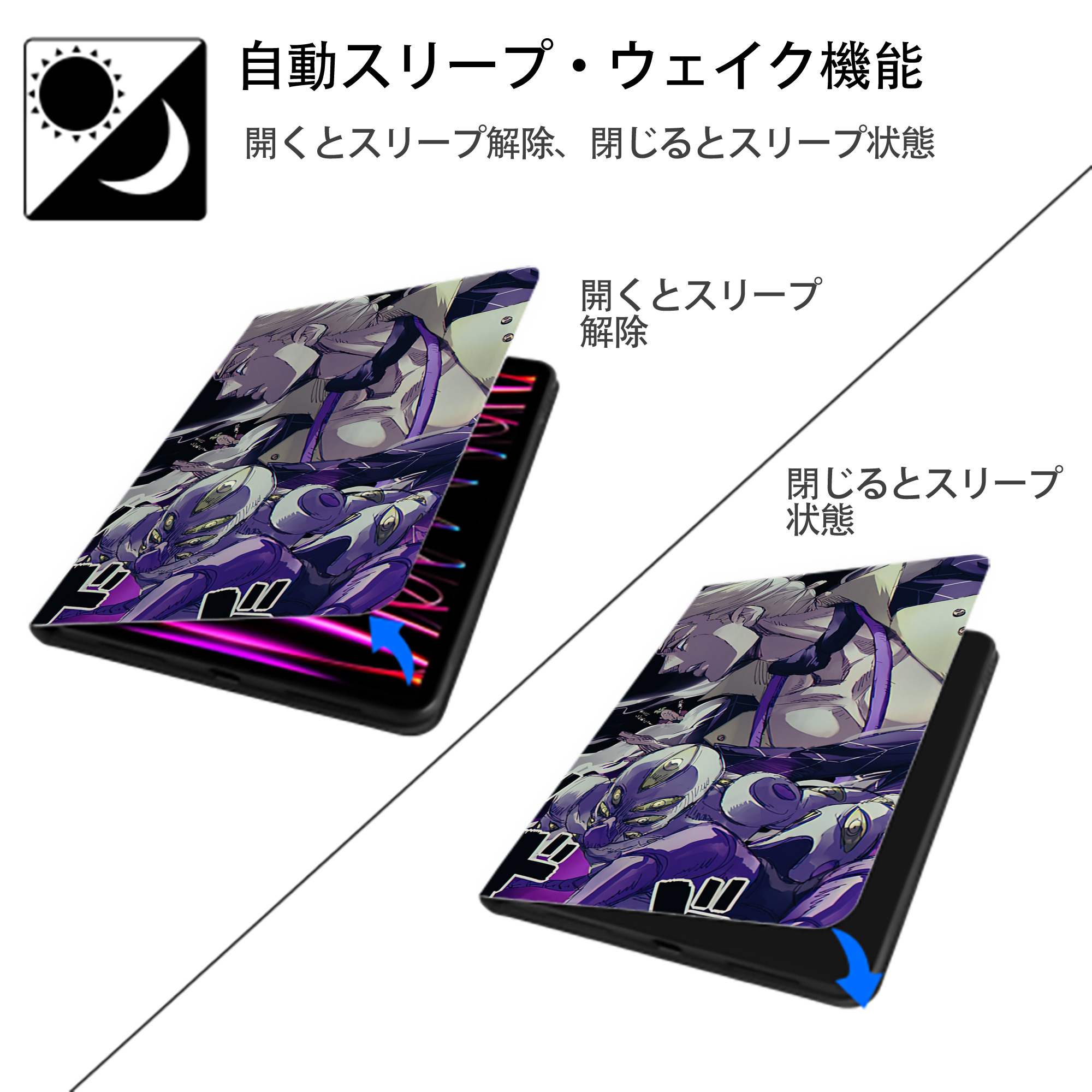 ジョジョの奇妙な冒険 JoJo's Bizarre Adventure IPad ケース ブック型 PUレザー TPU 耐衝撃 軽量 薄型 ペン収納なし 全面保護 IPad 各モデル対応